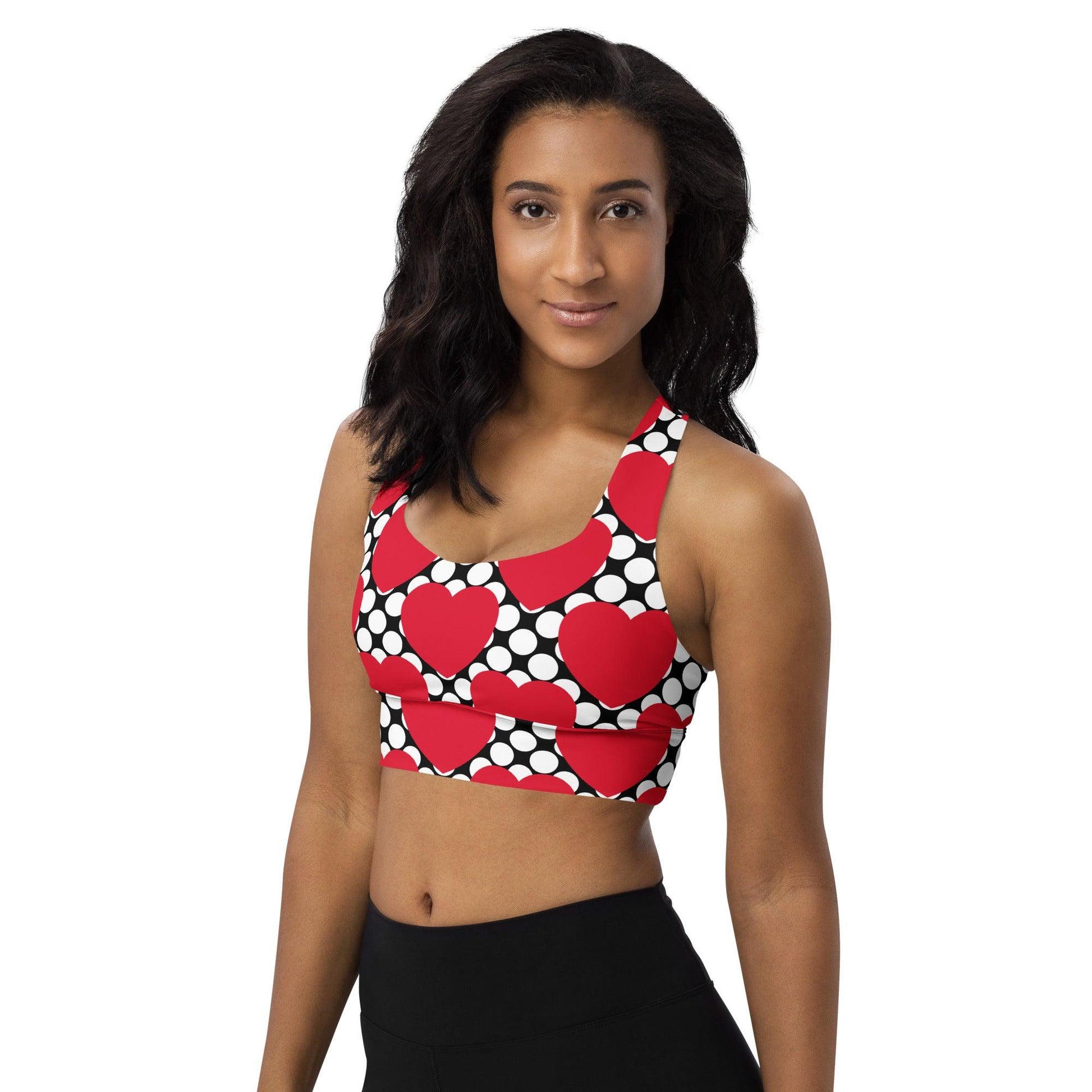 Sports bra - ELLIE LOVE DOT red black - Bold heart print