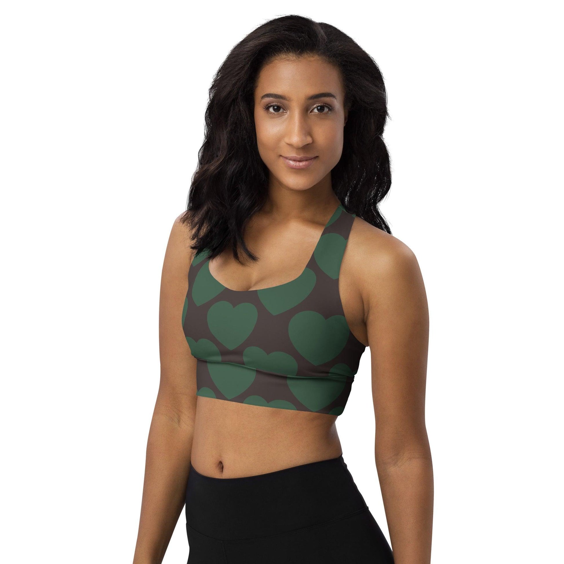 Sports Bra - ELLIE LOVE forest - Bold Heart Print