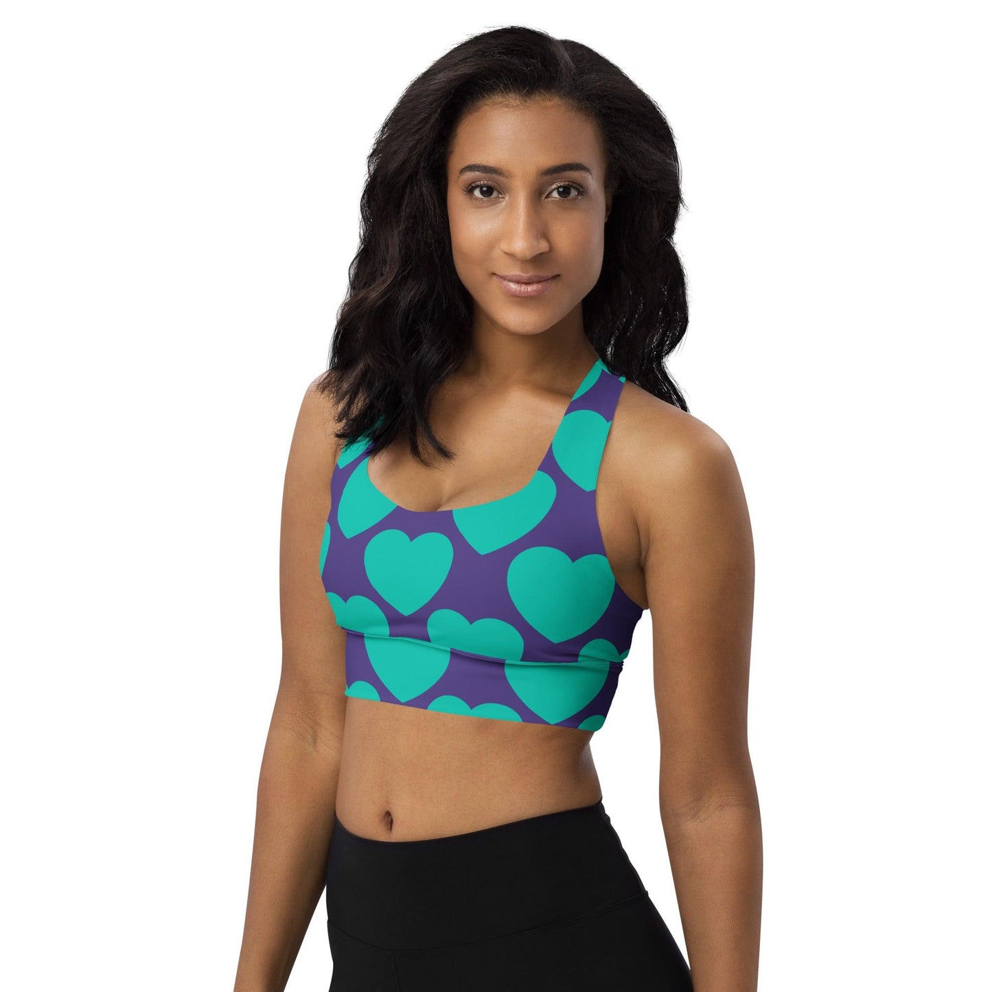 Sports bra - ELLIE LOVE mint purple - Bold heart print