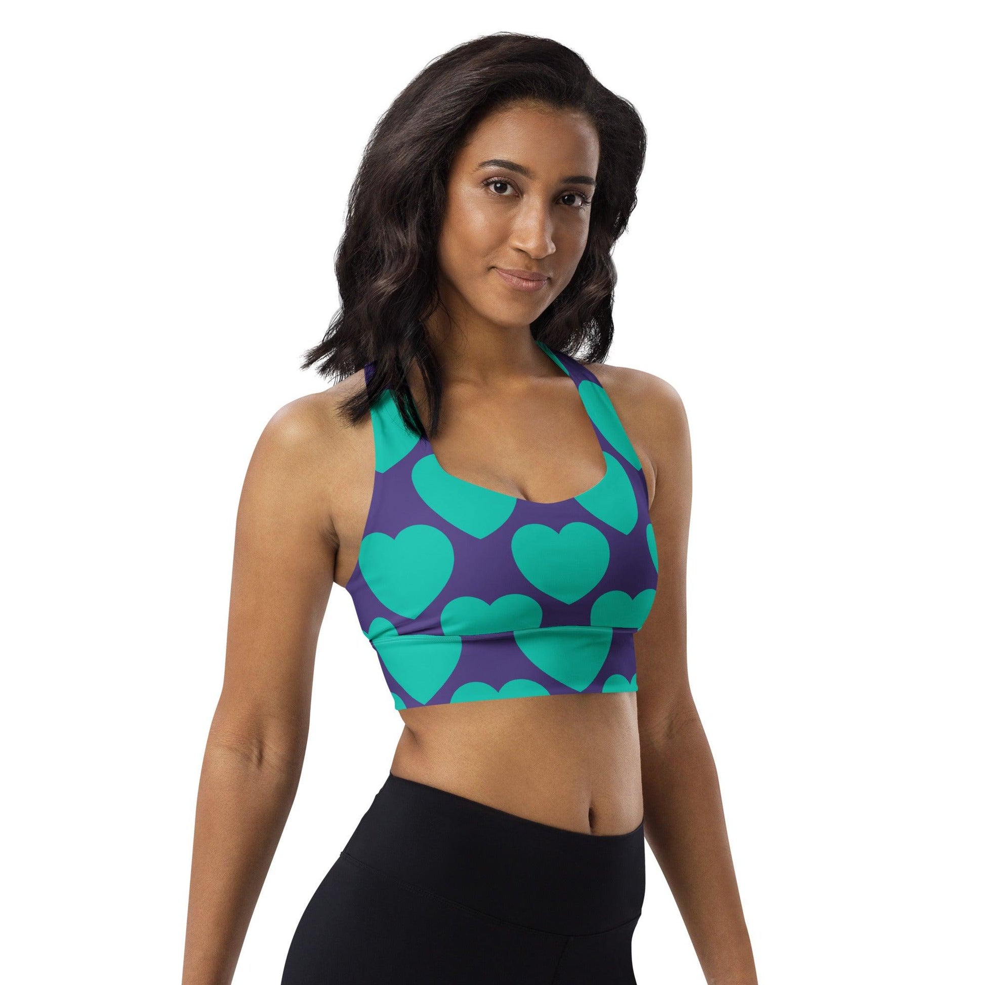 Sports bra - ELLIE LOVE mint purple - Bold heart print