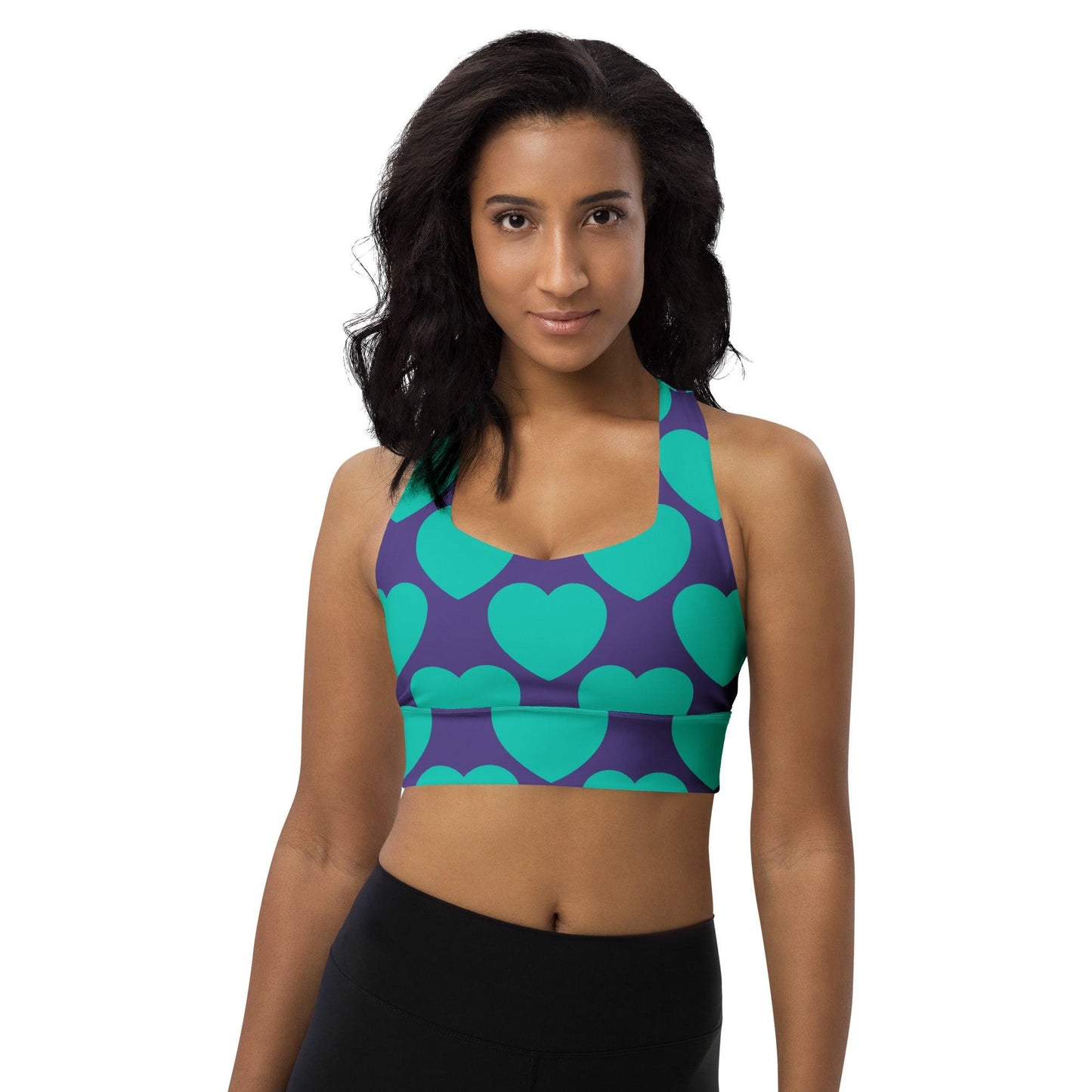 Sports bra - ELLIE LOVE mint purple - Bold heart print 3XL