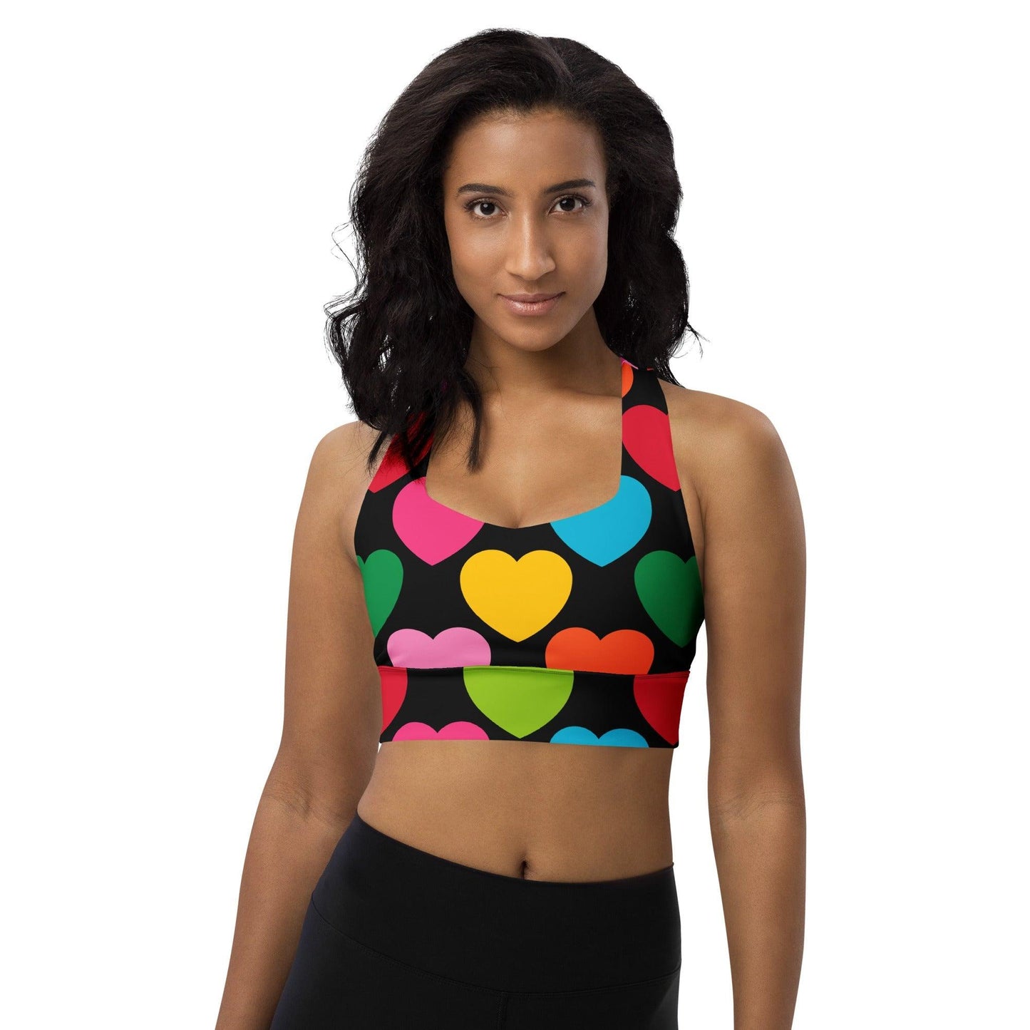Sports bra - ELLIE LOVE mix black - Bold heart print 3XL