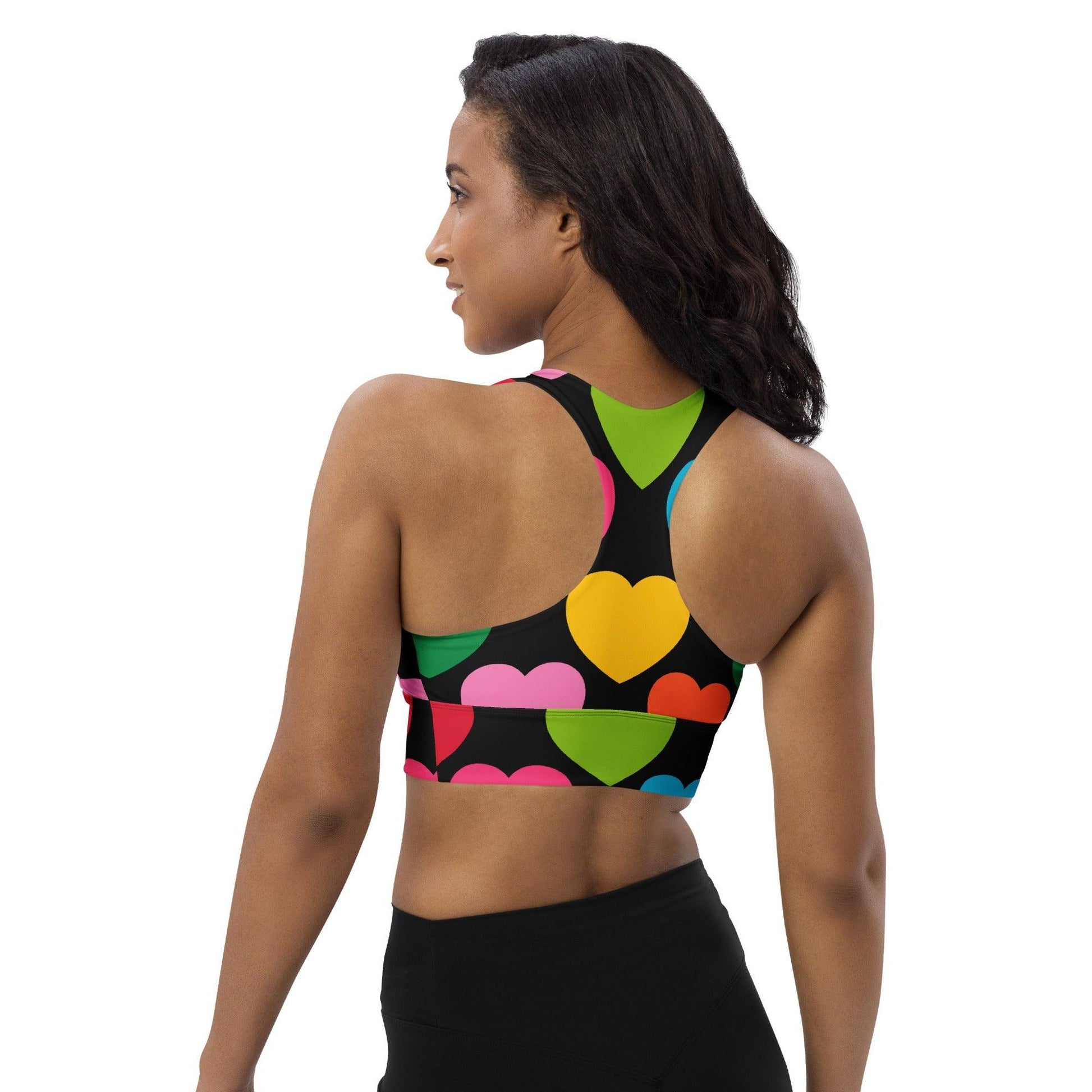 Sports bra - ELLIE LOVE mix black - Bold heart print