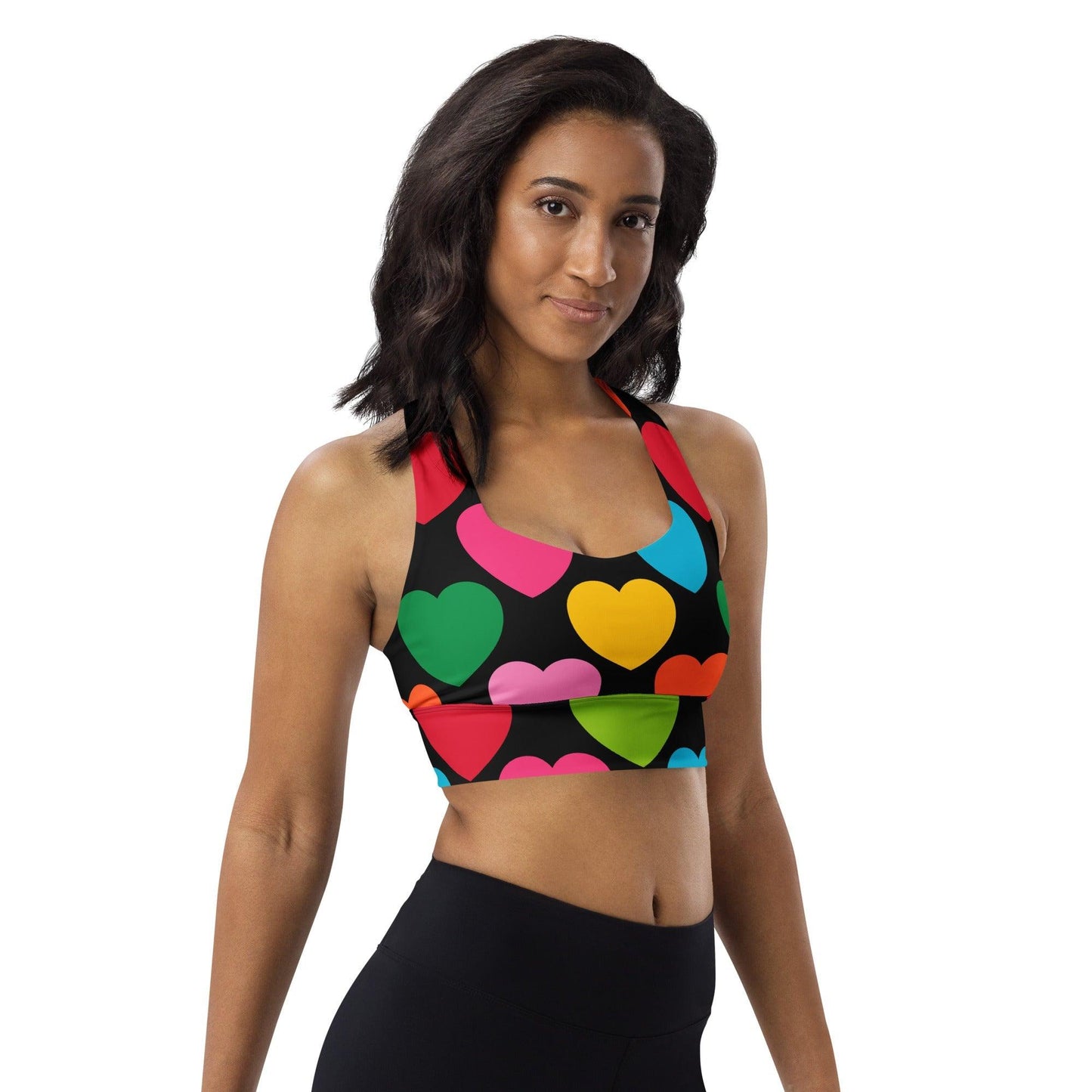 Sports bra - ELLIE LOVE mix black - Bold heart print
