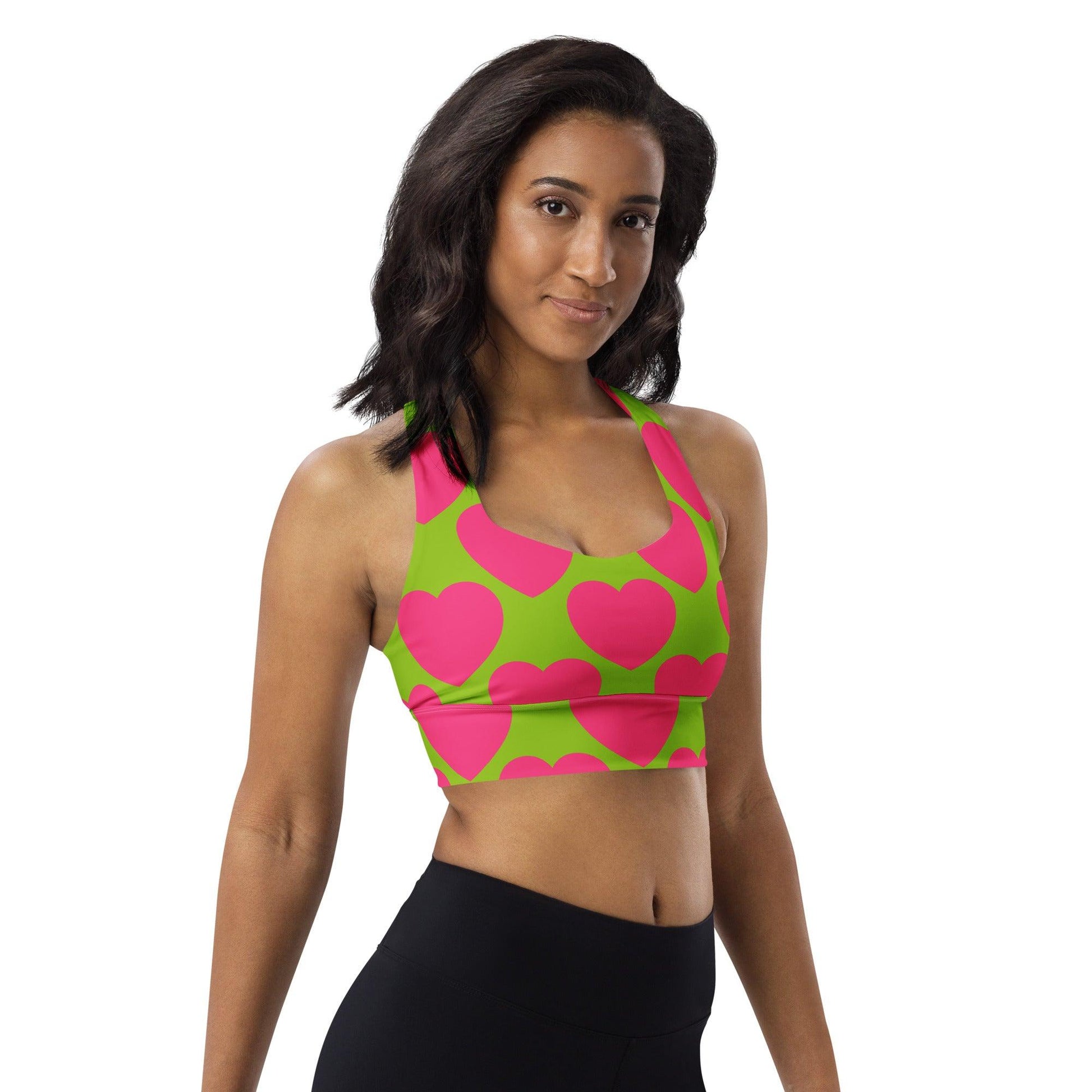 Sports bra - ELLIE LOVE pink lime - Bold heart print