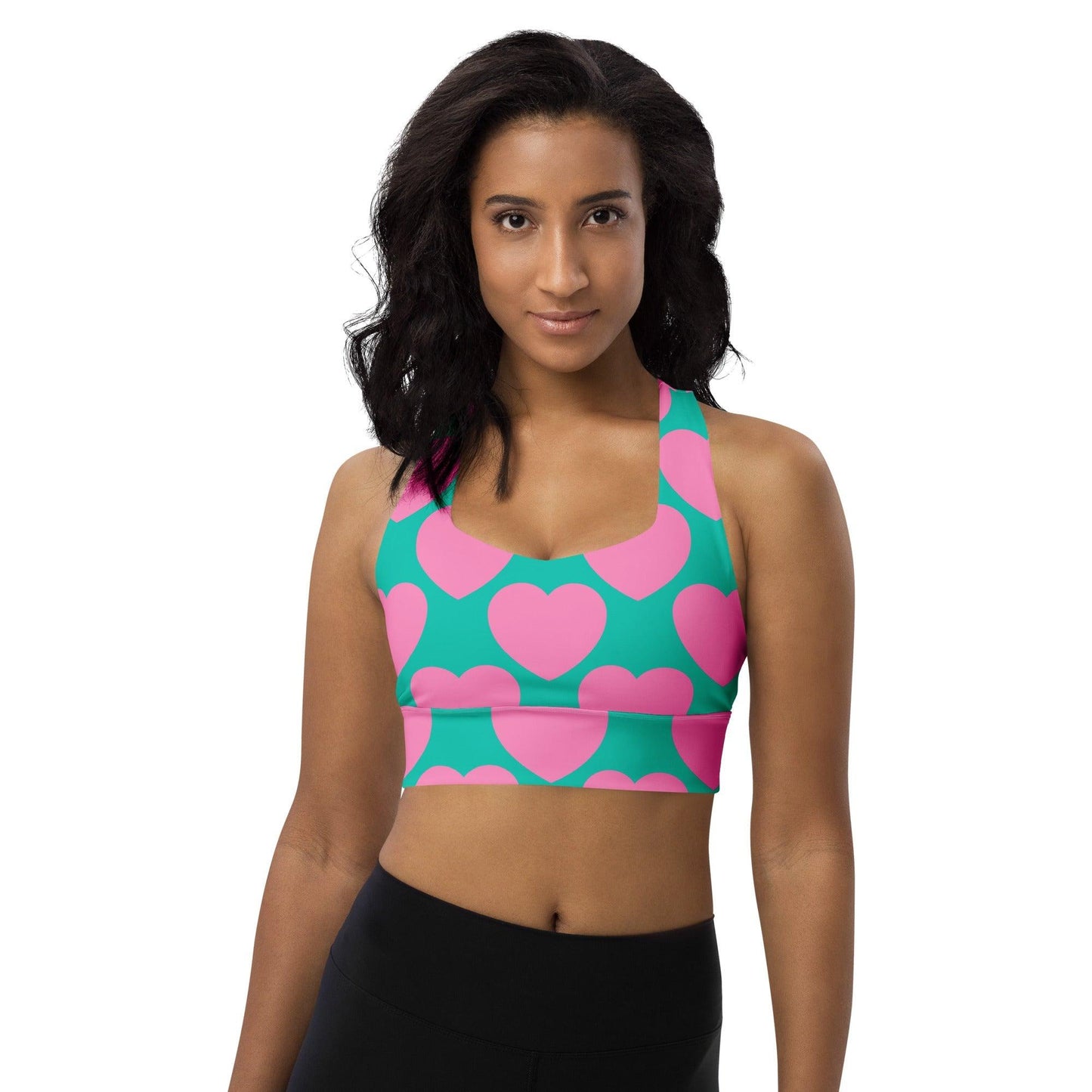 Sports bra - ELLIE LOVE pink mint - Bold heart print 3XL