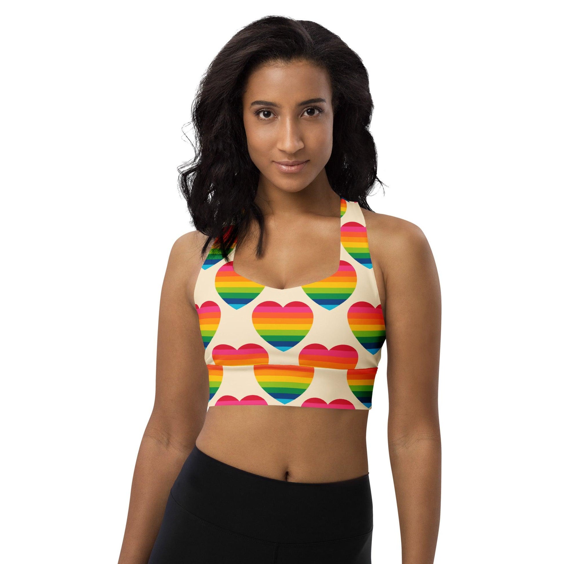 Sports bra - ELLIE LOVE rainbow - Bold heart print 3XL