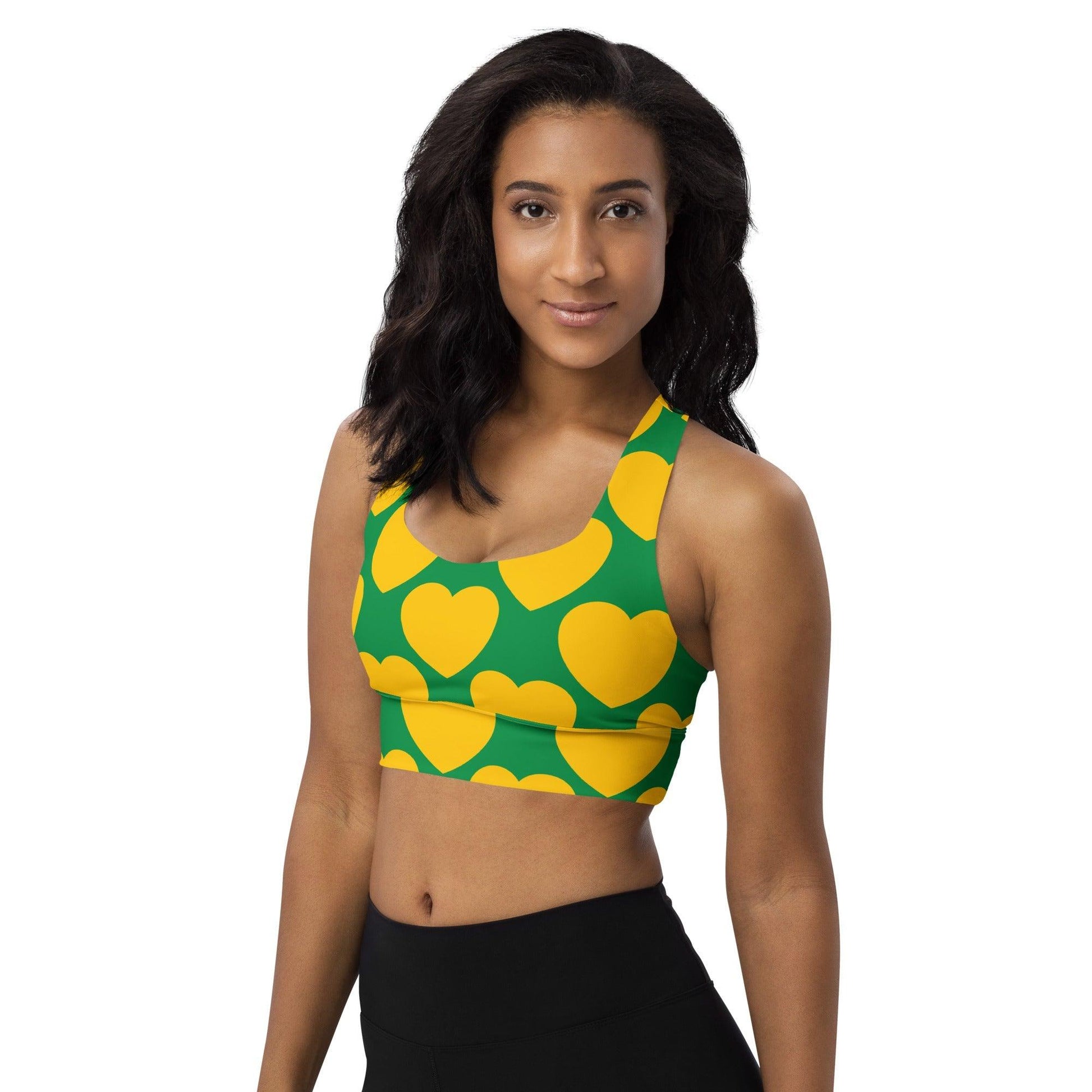 Sports bra - ELLIE LOVE yellow green - Bold heart print