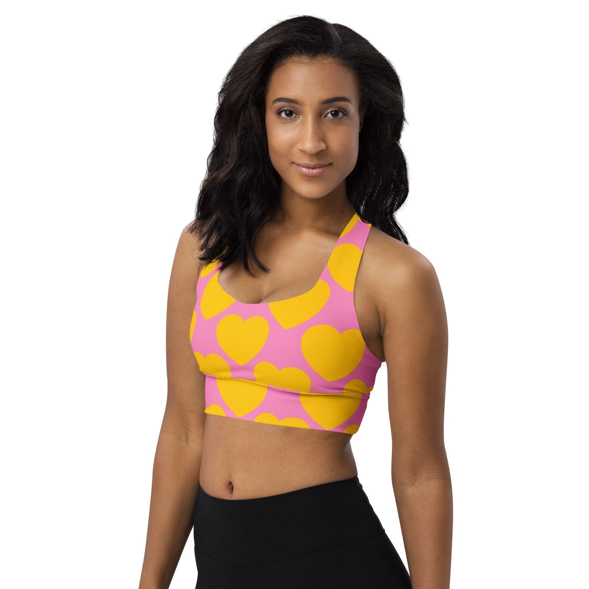 Sports bra - ELLIE LOVE yellow pink - Bold heart print