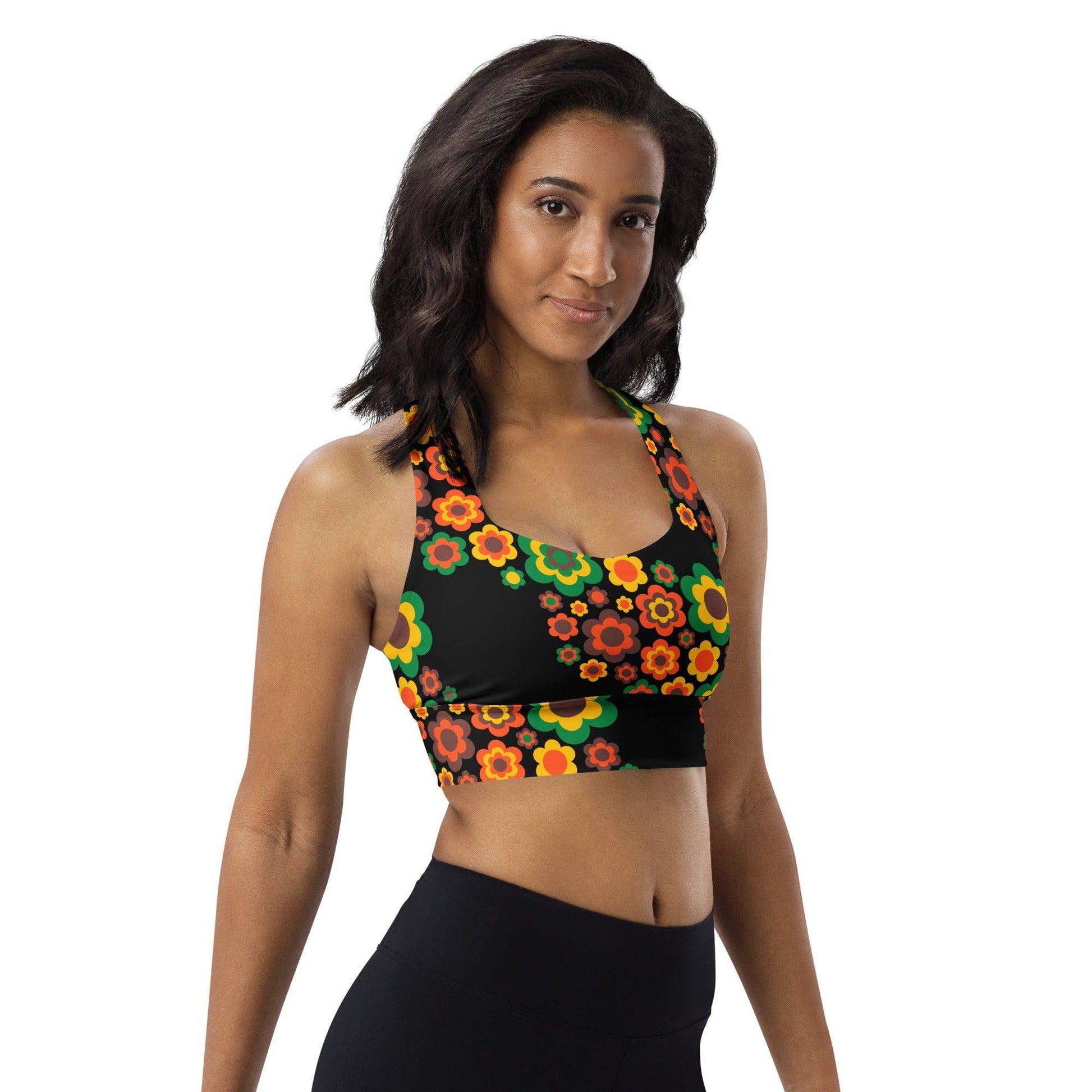 Sports bra - FLORA FOREVER retro - Floating flower print