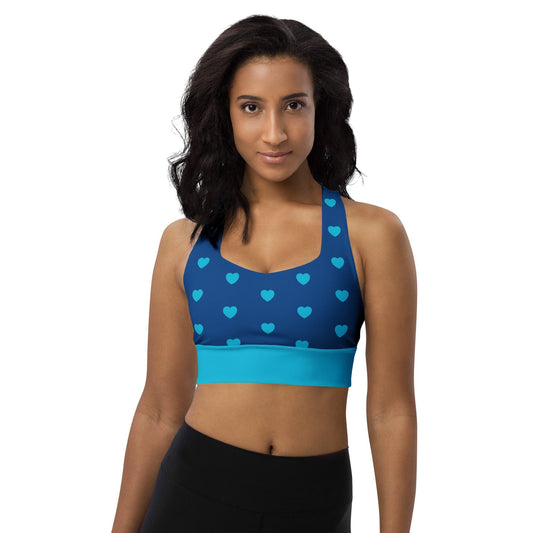 Sports bra - SMALL HEARTS blue - Small hearts print 3XL