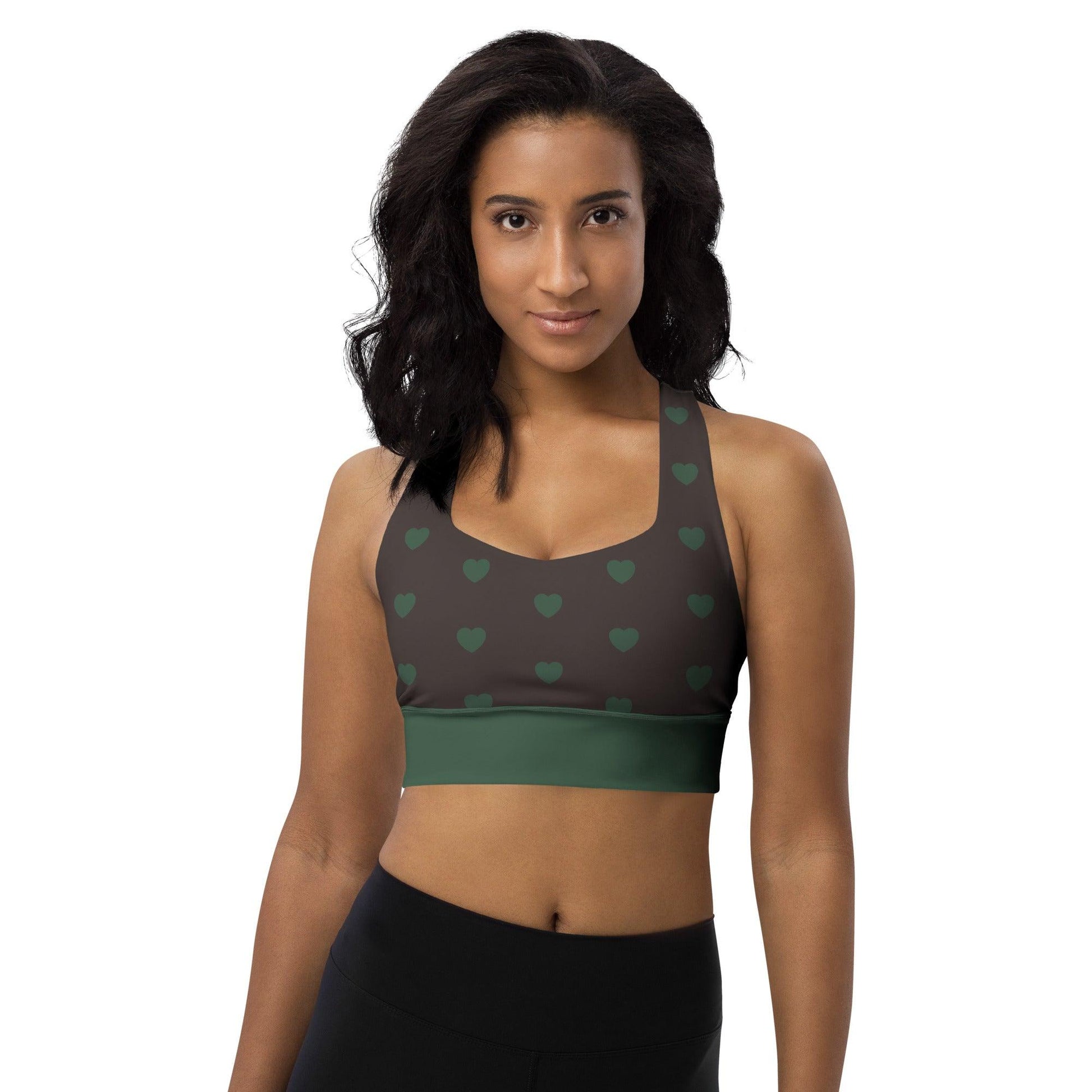 Sports bra - SMALL HEARTS forest - Small hearts print 3XL