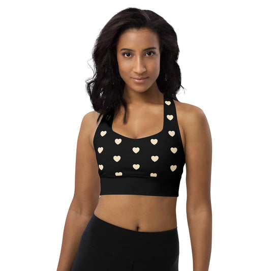 Sports bra - SMALL HEARTS natural black - Small hearts print 3XL