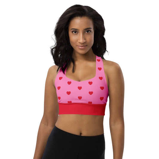 Sports bra - SMALL HEARTS red - Small hearts print 3XL