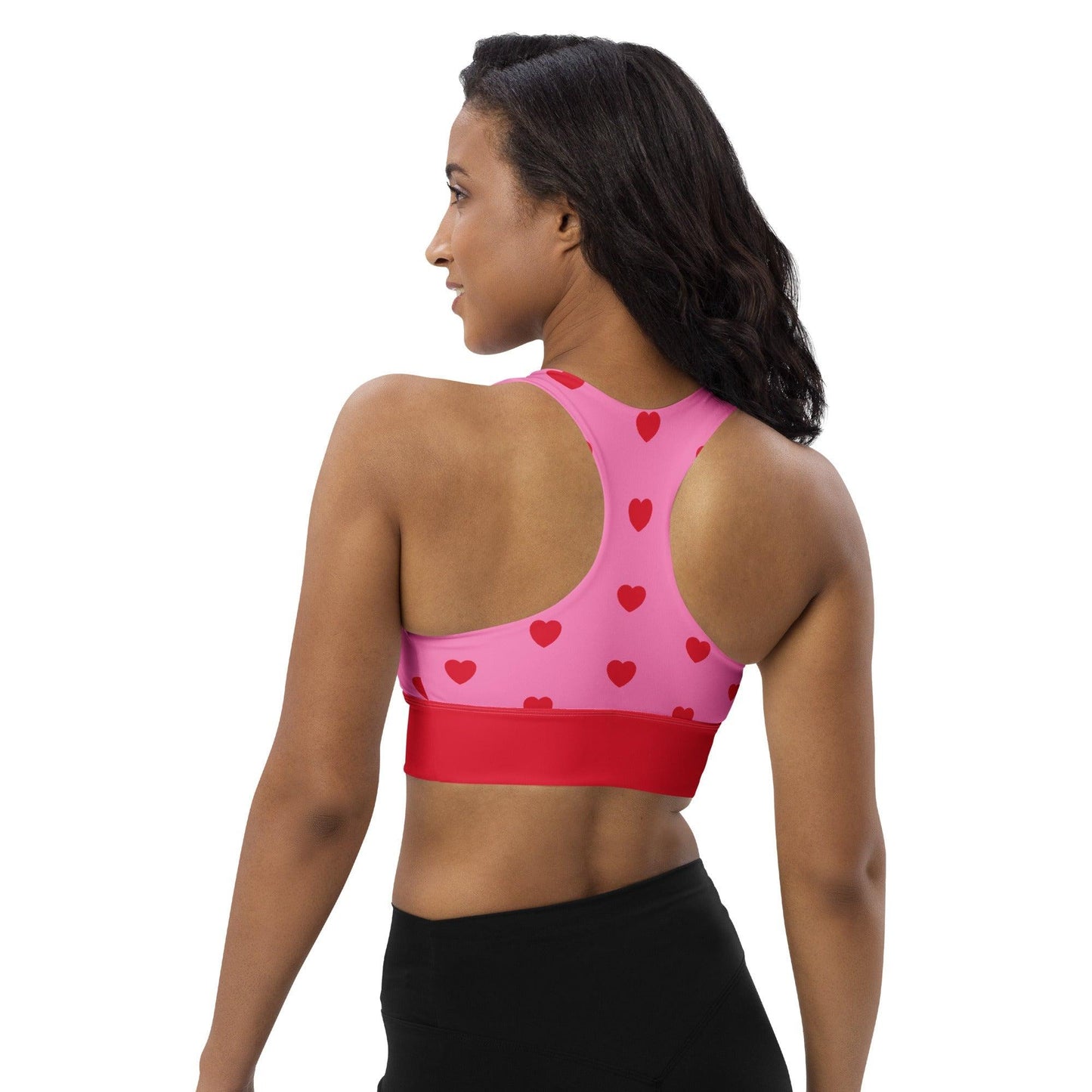 Sports bra - SMALL HEARTS red - Small hearts print