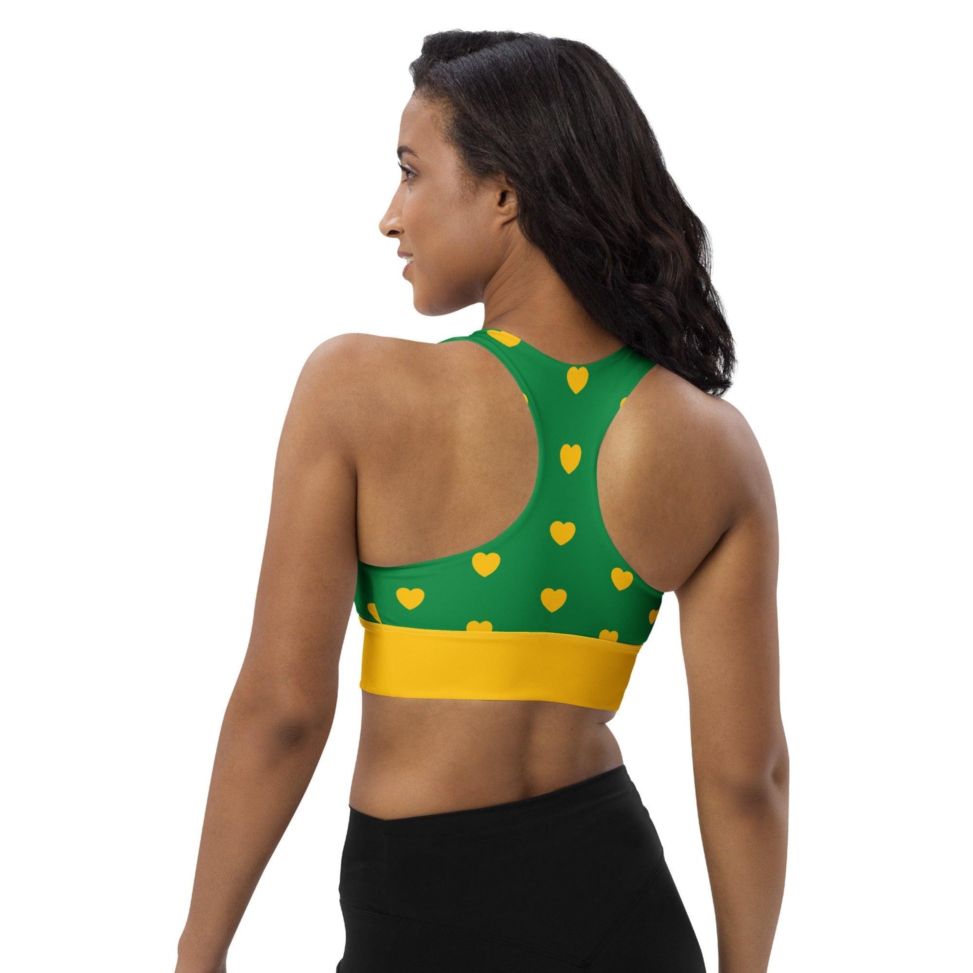 Sports bra - SMALL HEARTS yellow green - Small hearts print