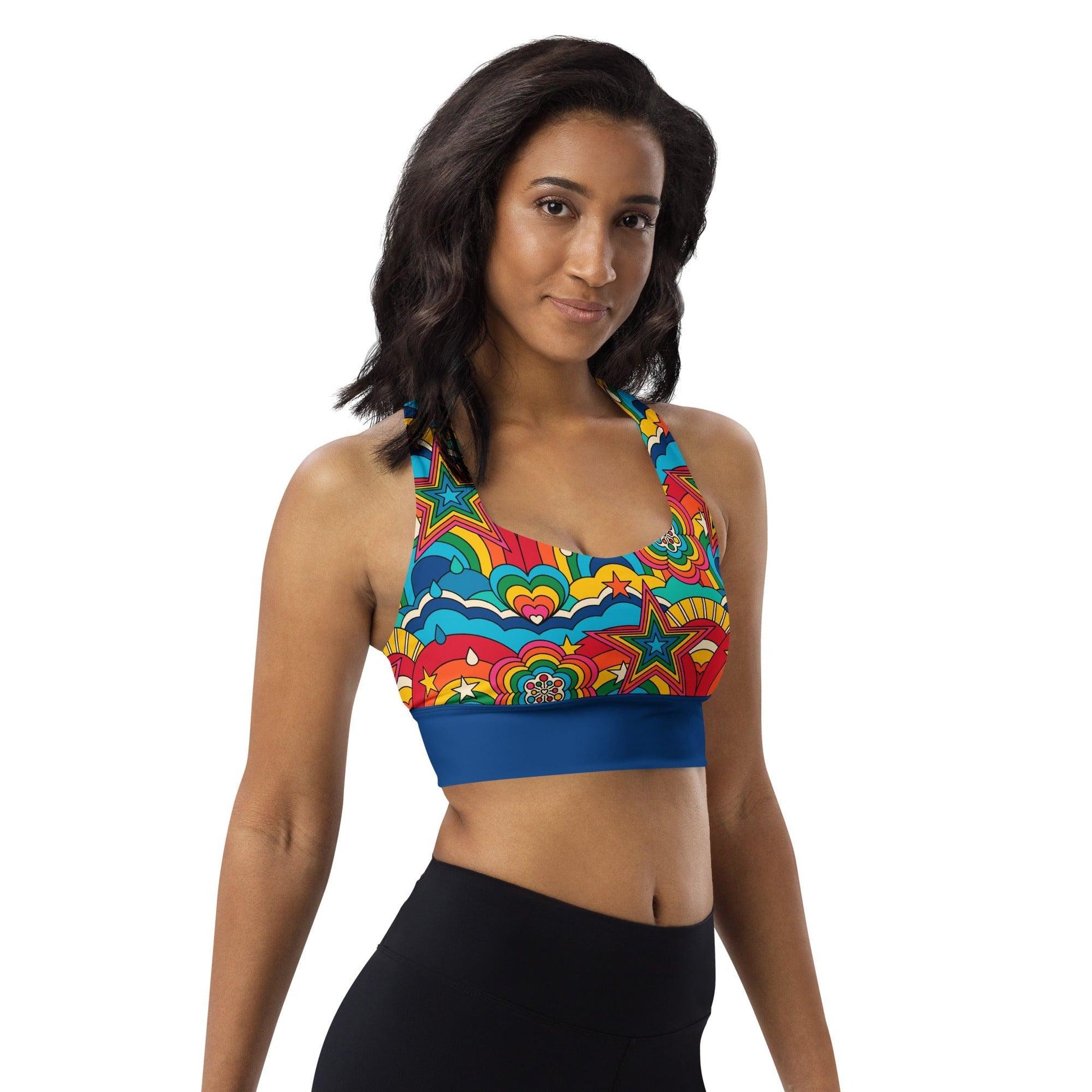 Sports bra - RAINBOW RAVE - Bold rainbow sky print