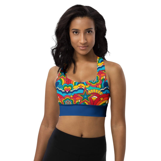 Sports bra - RAINBOW RAVE - Bold rainbow sky print 3XL