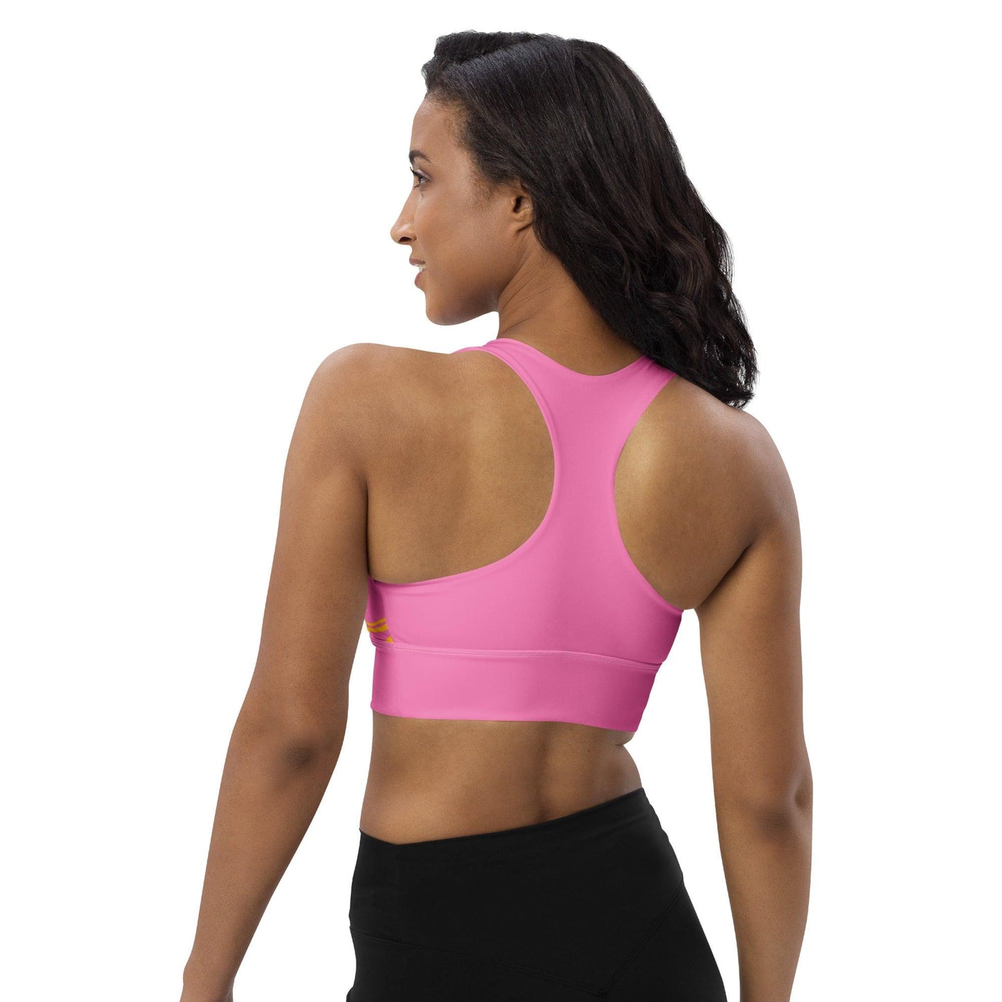 Sports bra - ENERGY WAVES pink yellow - Wavy stripe print