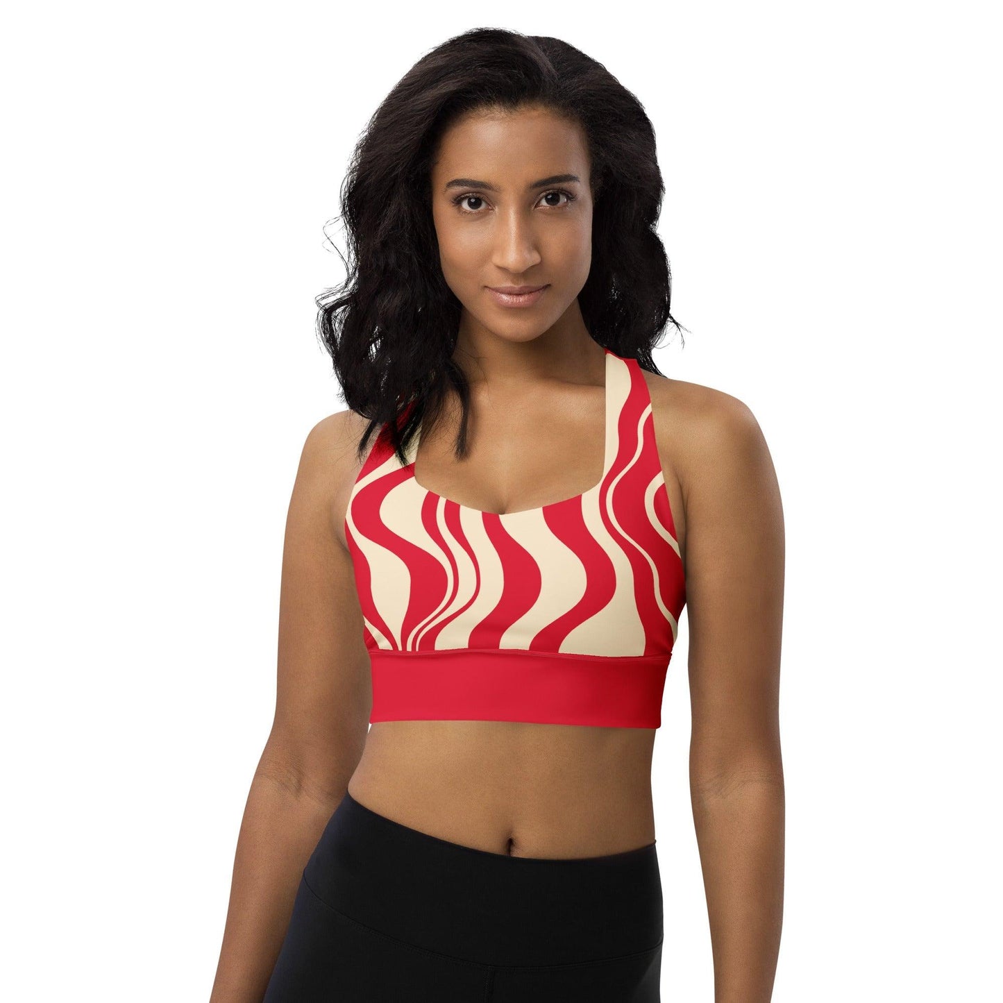 Sports bra - ENERGY WAVES red natural - Wavy stripe print 3XL