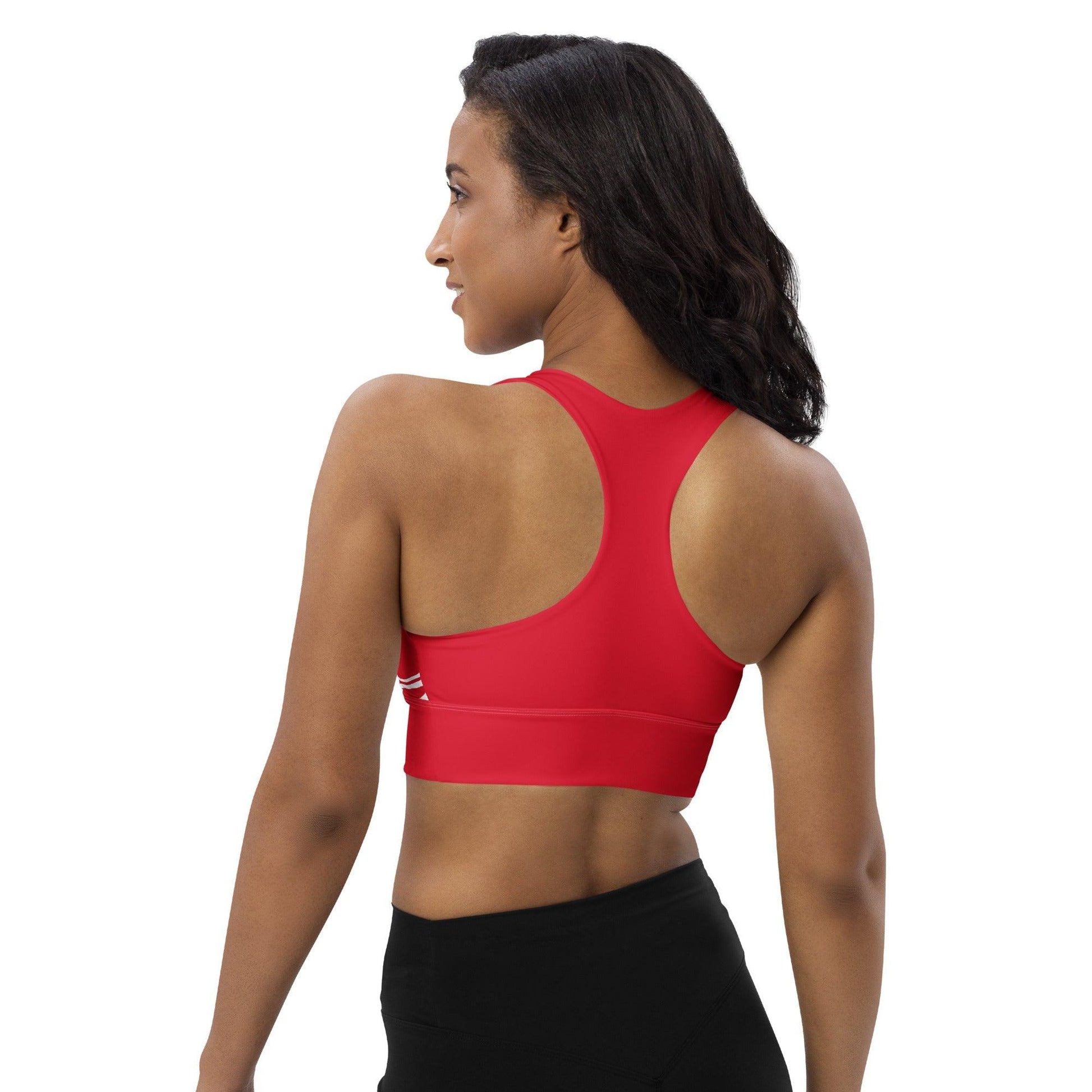 Sports bra - ENERGY WAVES red white - Wavy stripe print