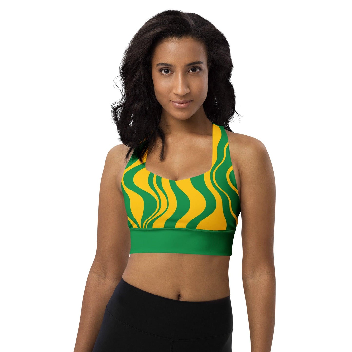 Sports bra - ENERGY WAVES yellow green - Wavy stripe print 3XL