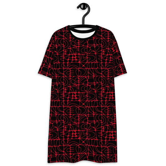 T-shirt dress - STONE SPIRIT black red - Graphic stone shapes print 6XL