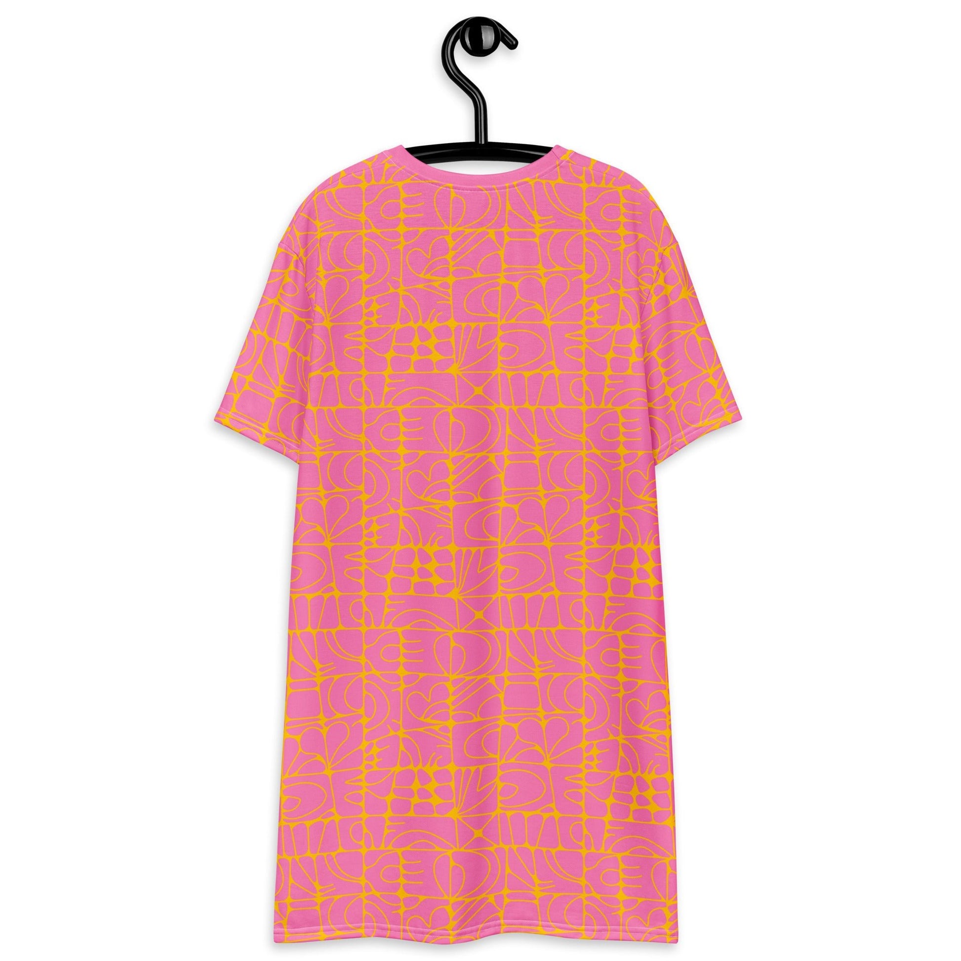 T-shirt dress - STONE SPIRIT pink yellow - Graphic stone shapes print