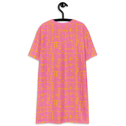 T-shirt dress - STONE SPIRIT pink yellow - Graphic stone shapes print