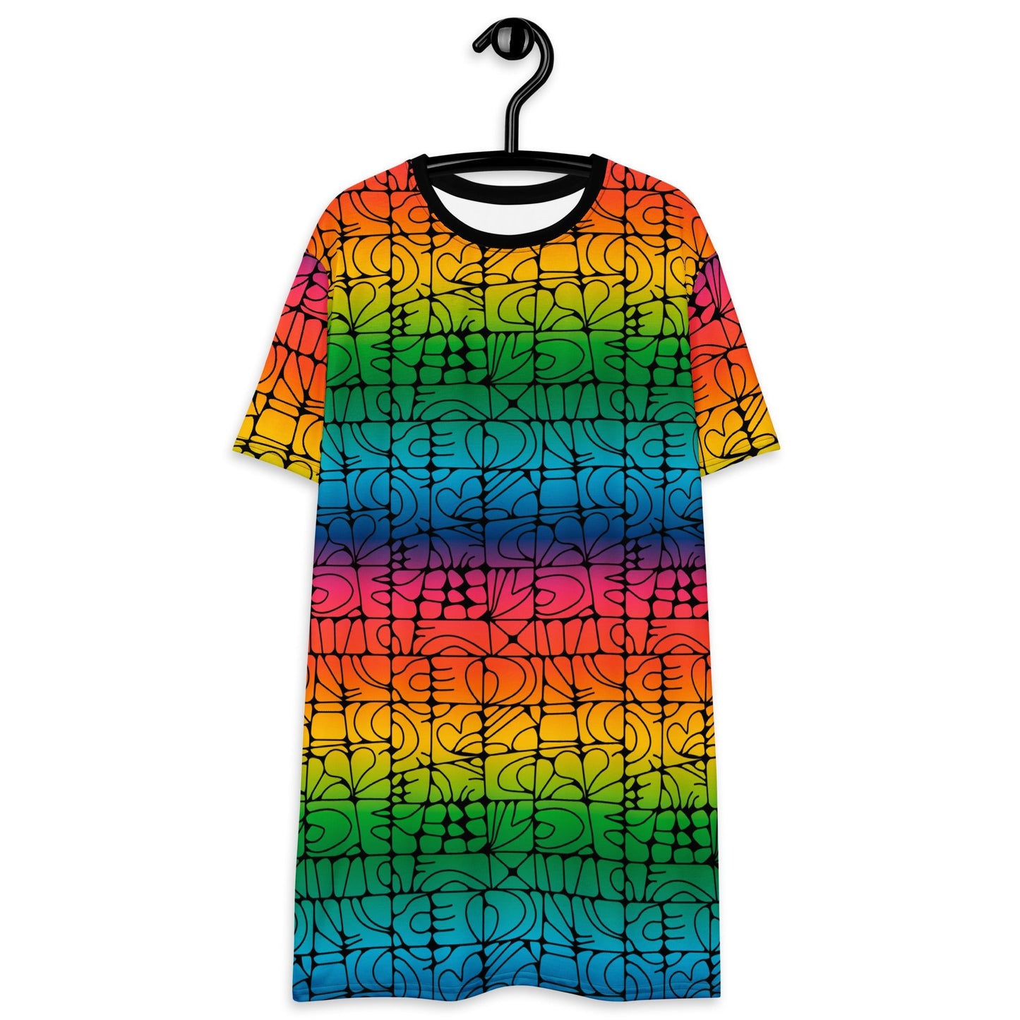 T-shirt dress - STONE SPIRIT rainbow black - Graphic stone shapes print 6XL