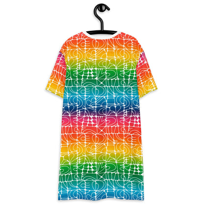 T-shirt dress - STONE SPIRIT rainbow white - Graphic stone shapes print