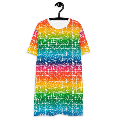T-shirt dress - STONE SPIRIT rainbow white - Graphic stone shapes print 6XL