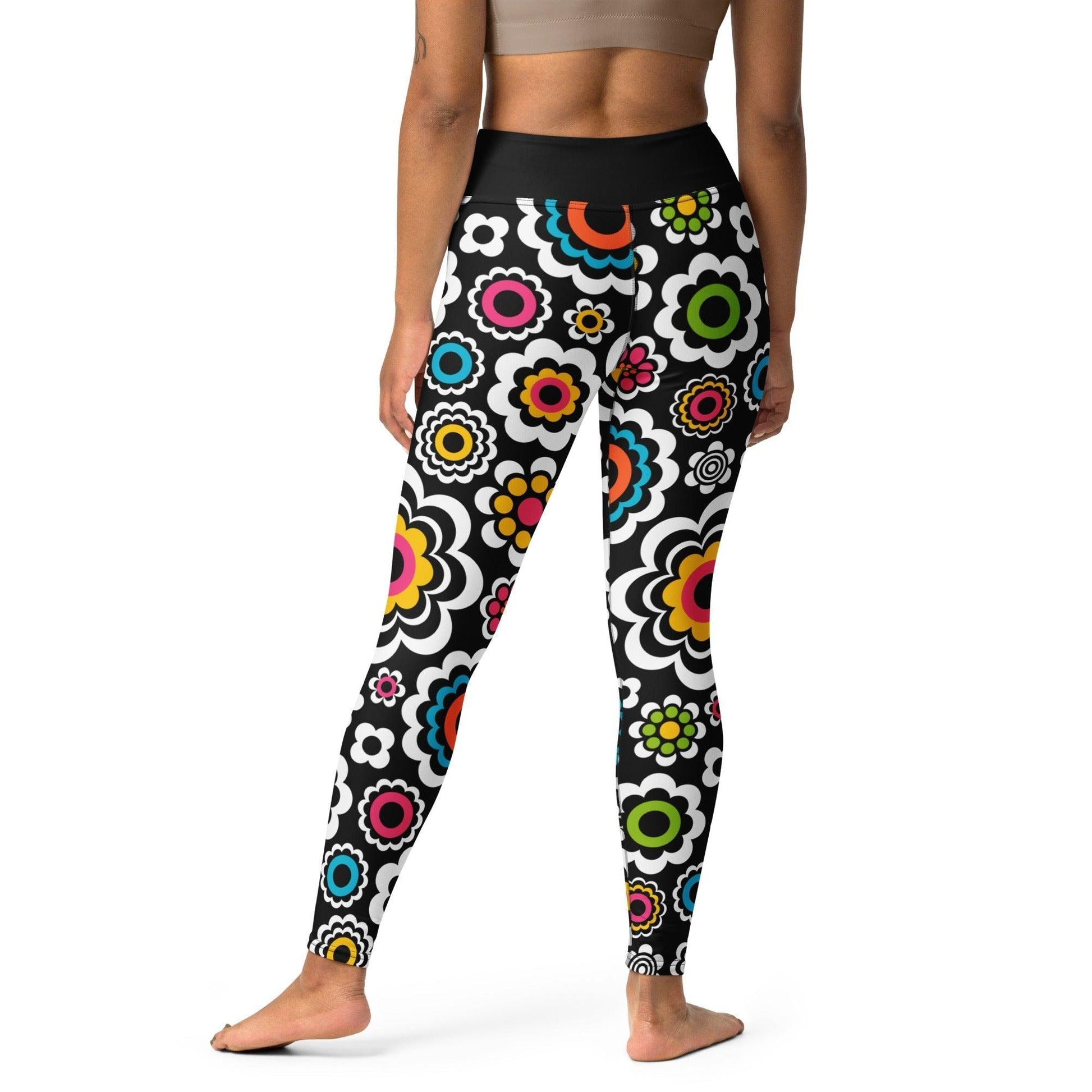 Yoga leggings -2- SUGAR BLOOM - Playful candy flowers print