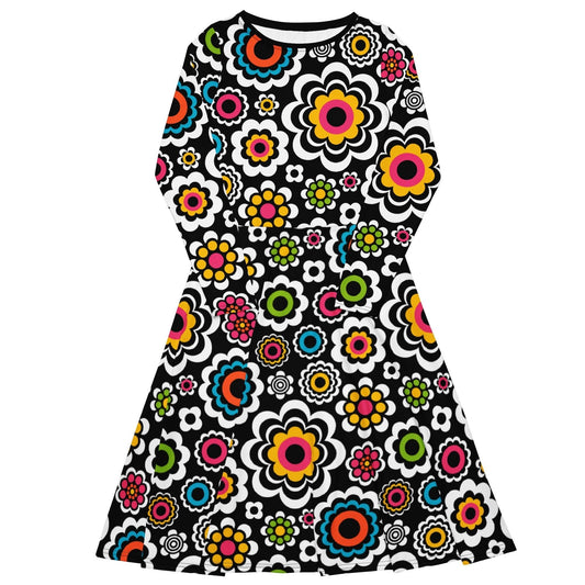 Midi dress - SUGAR BLOOM - Playful candy flowers print