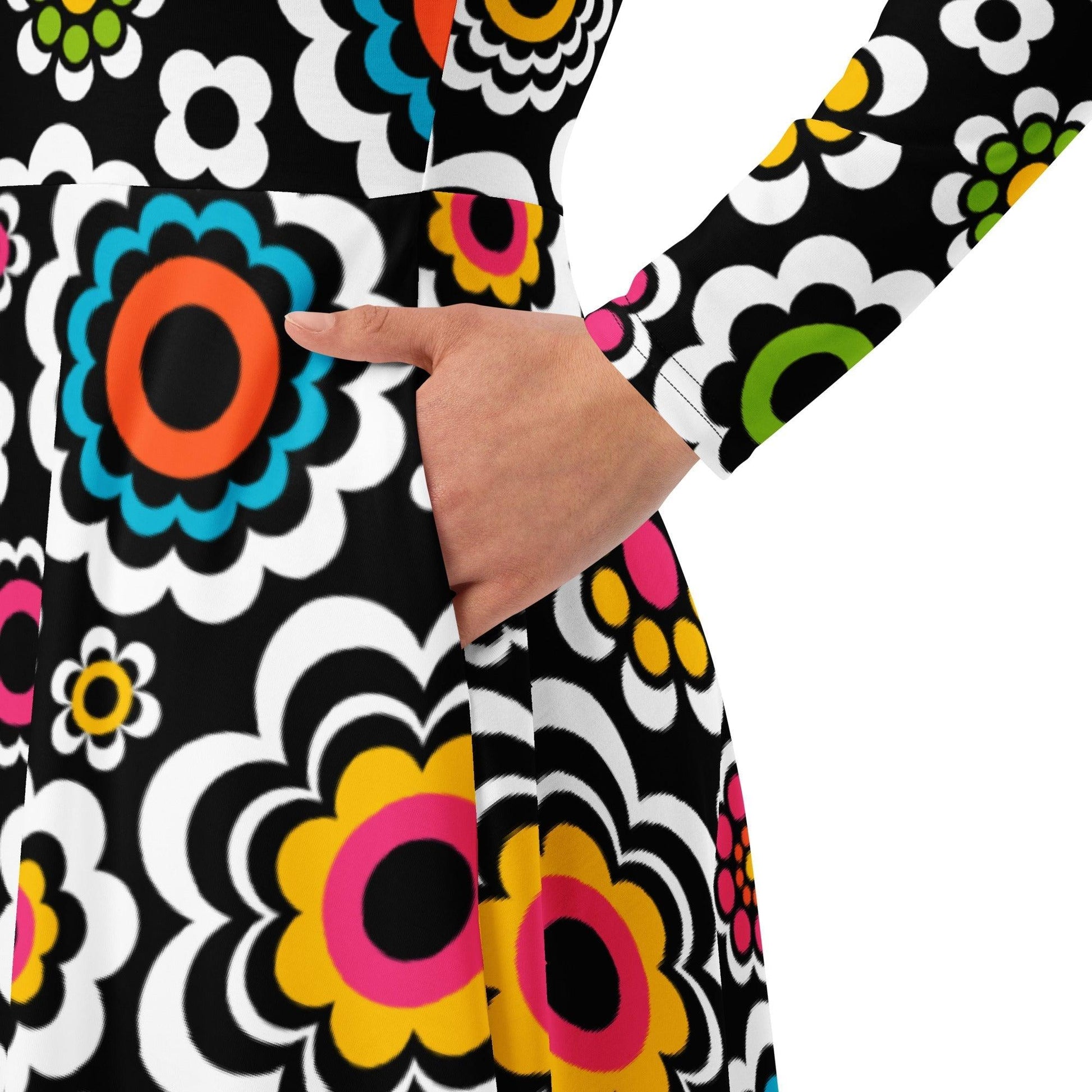 Midi dress - SUGAR BLOOM - Playful candy flowers print