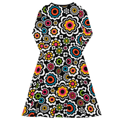 Midi dress - SUGAR BLOOM - Playful candy flowers print