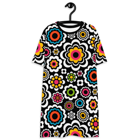 T-shirt dress - SUGAR BLOOM - Playful candy flowers print 6XL