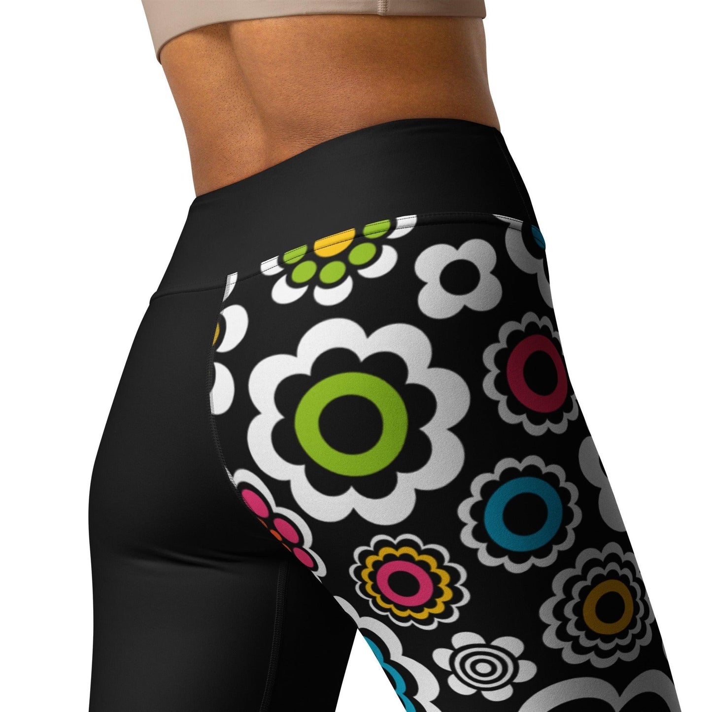Yoga leggings - SUGAR BLOOM - Playful candy flowers print