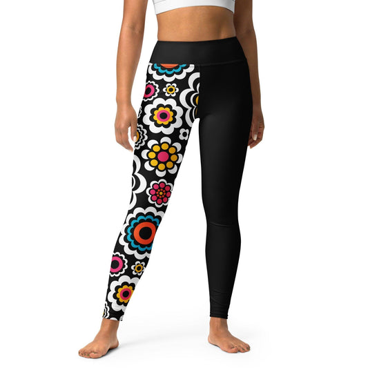 Yoga leggings - SUGAR BLOOM - Playful candy flowers print XL