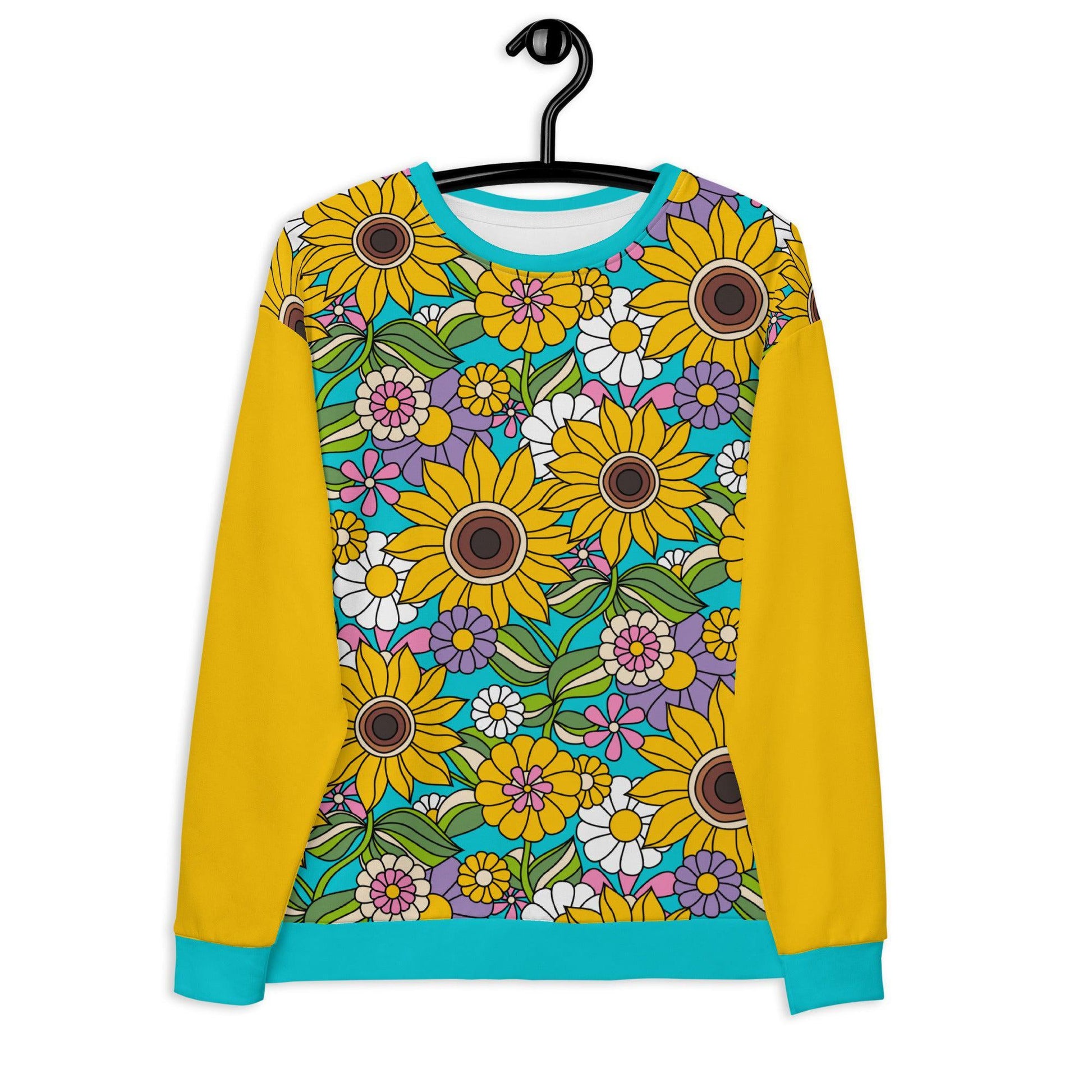 Sweatshirt - SUNDANCE turquoise - Bold sunflower print 3XL