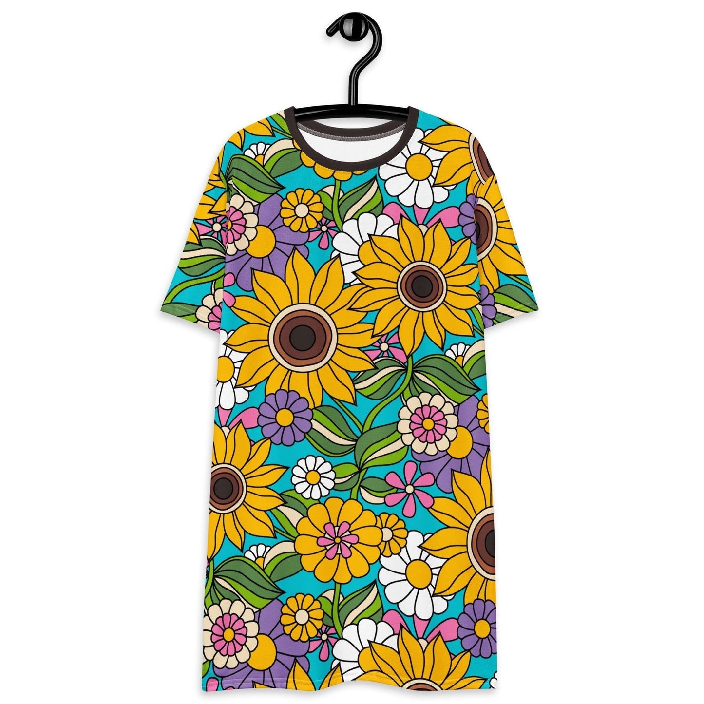 T-shirt dress - SUNDANCE turquoise - Bold sunflower print 6XL