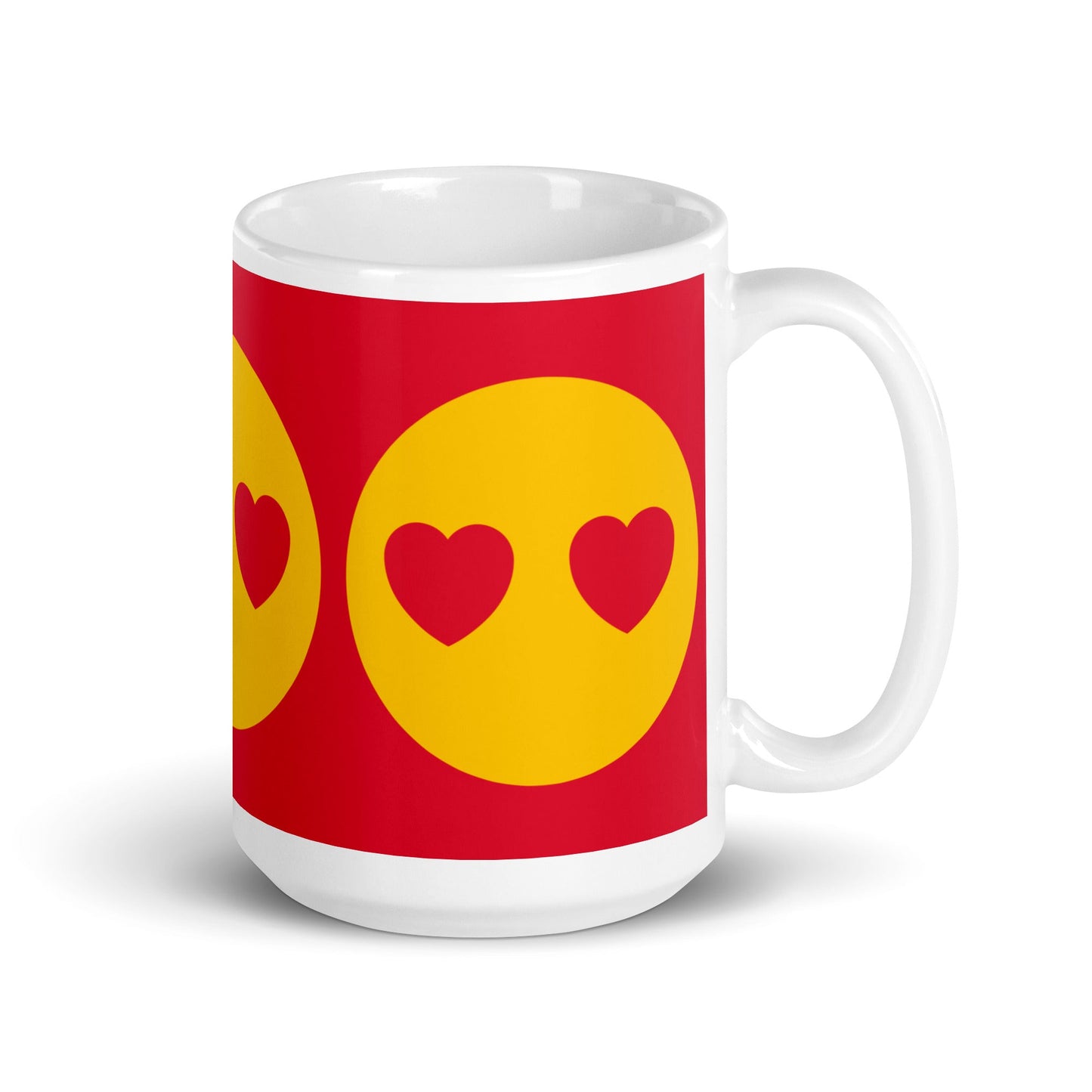 Mug - SUPERHAPPY :) - Sunshine and hearts print 15 oz