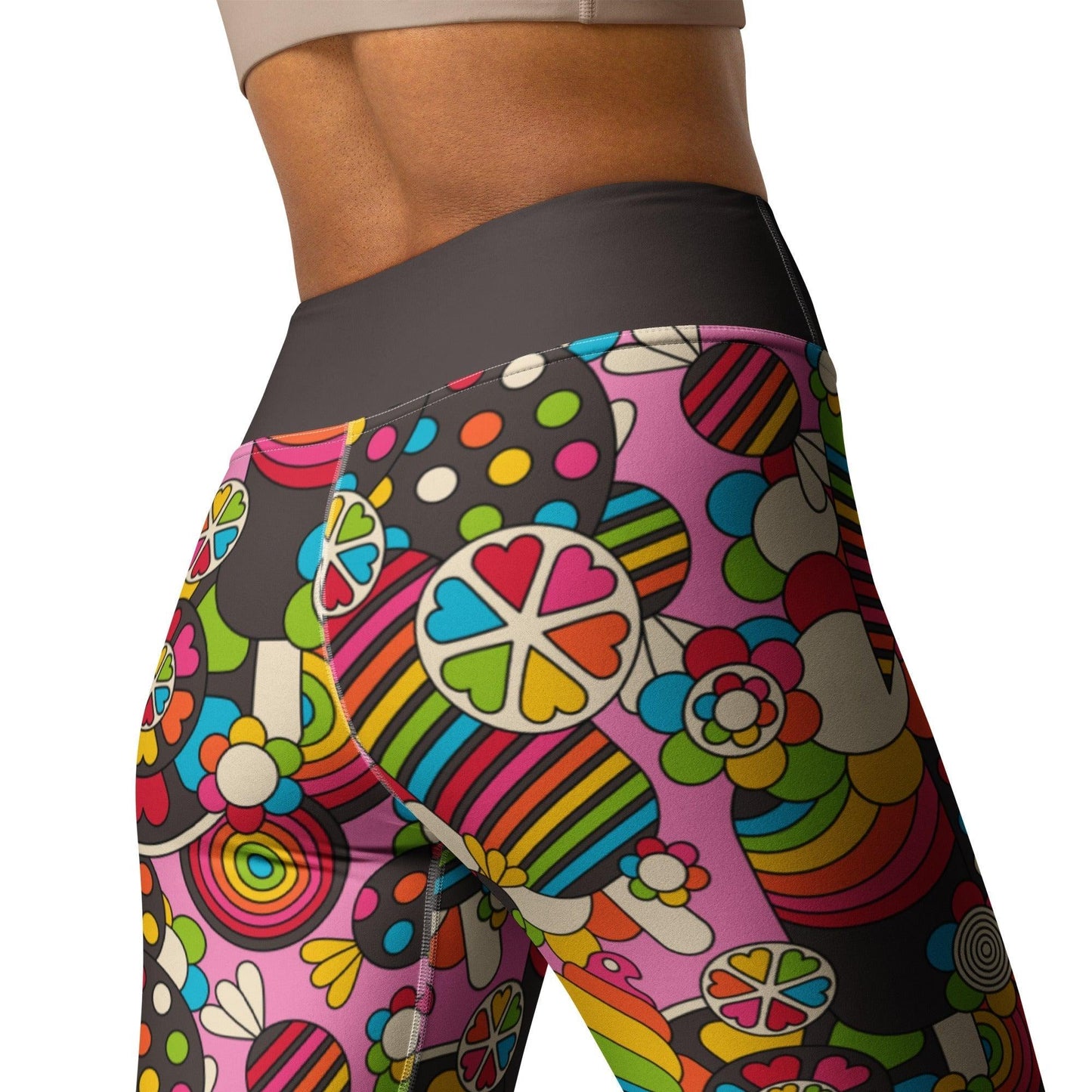Yoga leggings -2- SWEET FREAK pink - Playful sweet treats print