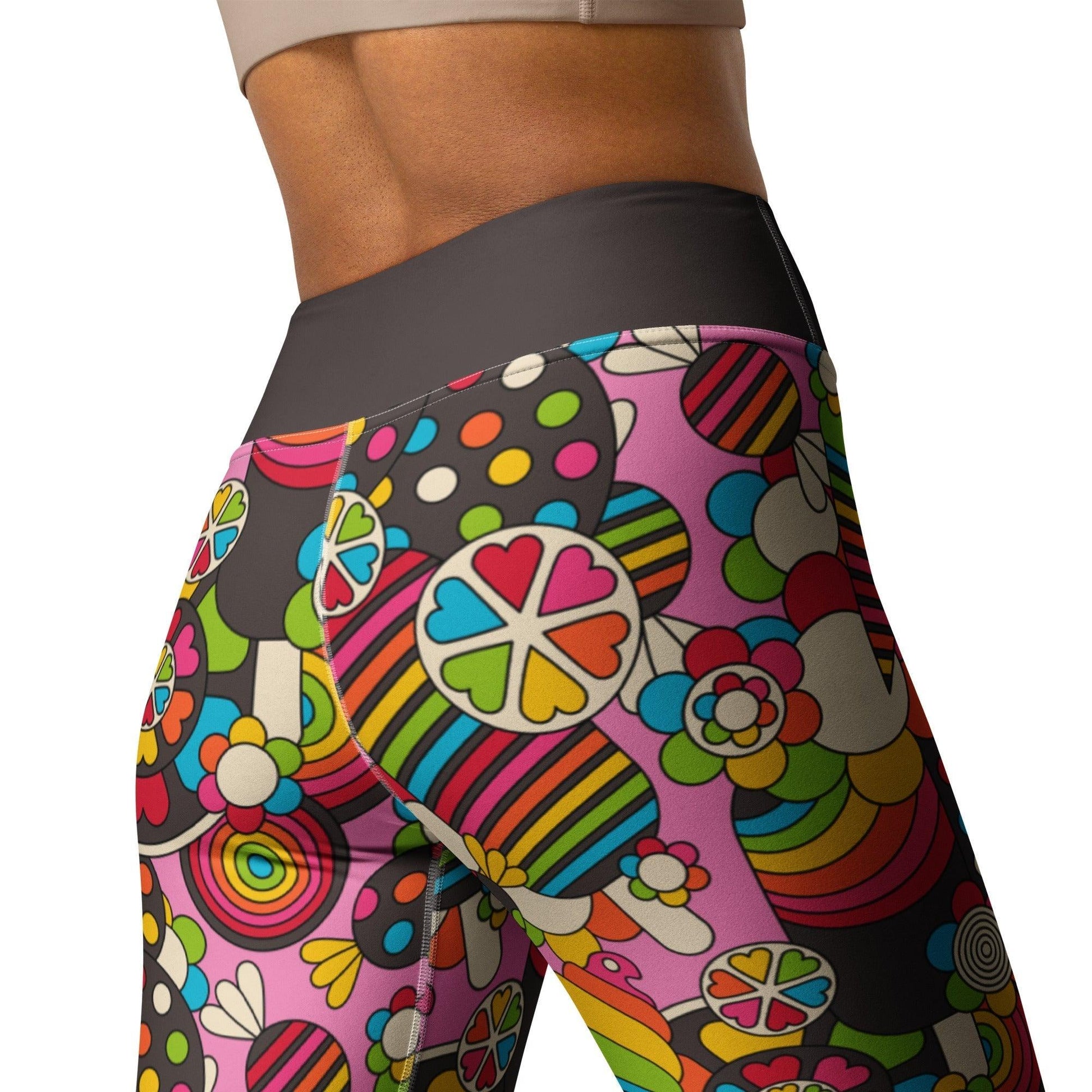Yoga leggings -2- SWEET FREAK pink - Playful sweet treats print
