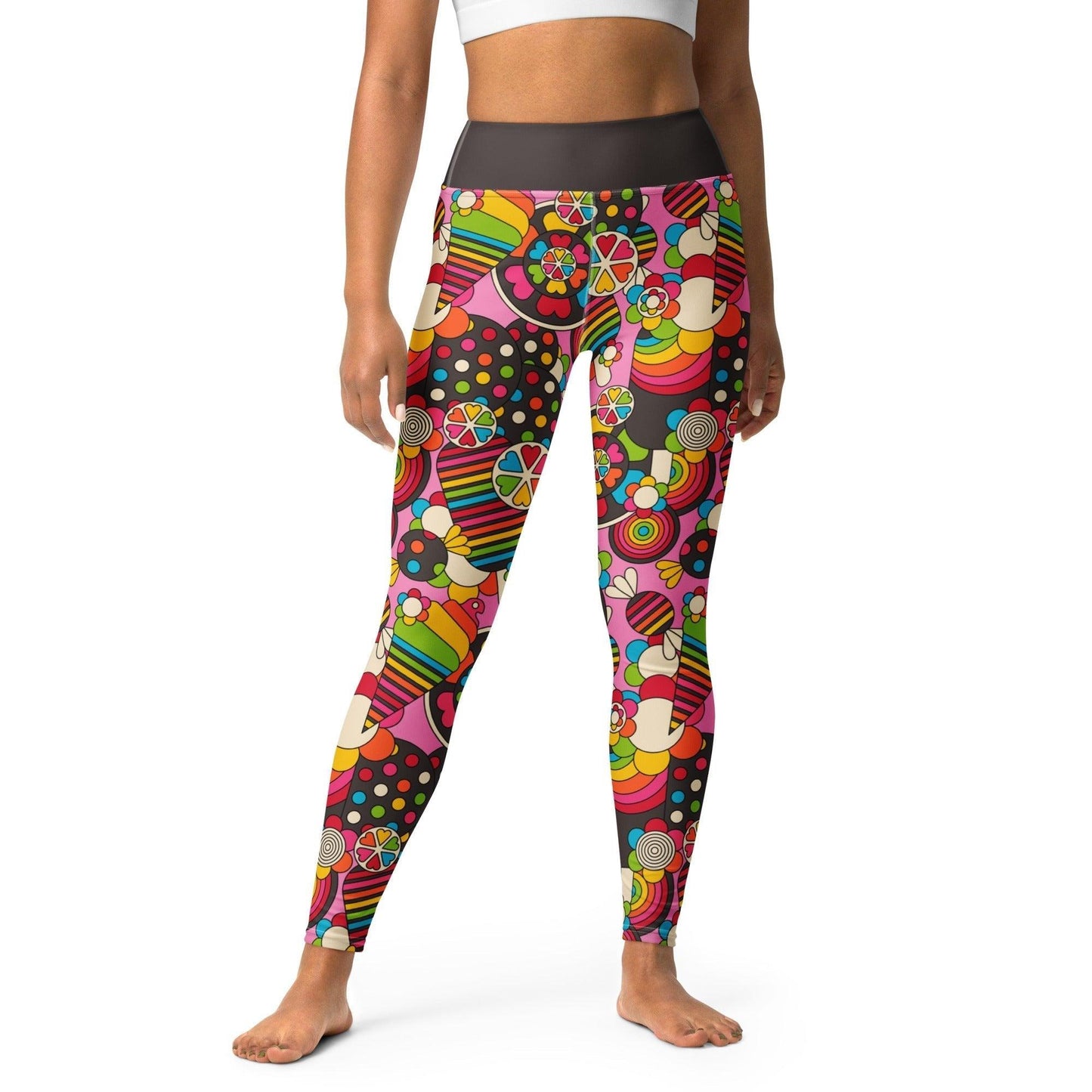Yoga leggings -2- SWEET FREAK pink - Playful sweet treats print XL