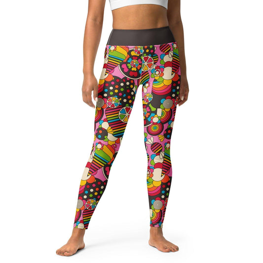 Yoga leggings -2- SWEET FREAK pink - Playful sweet treats print XL