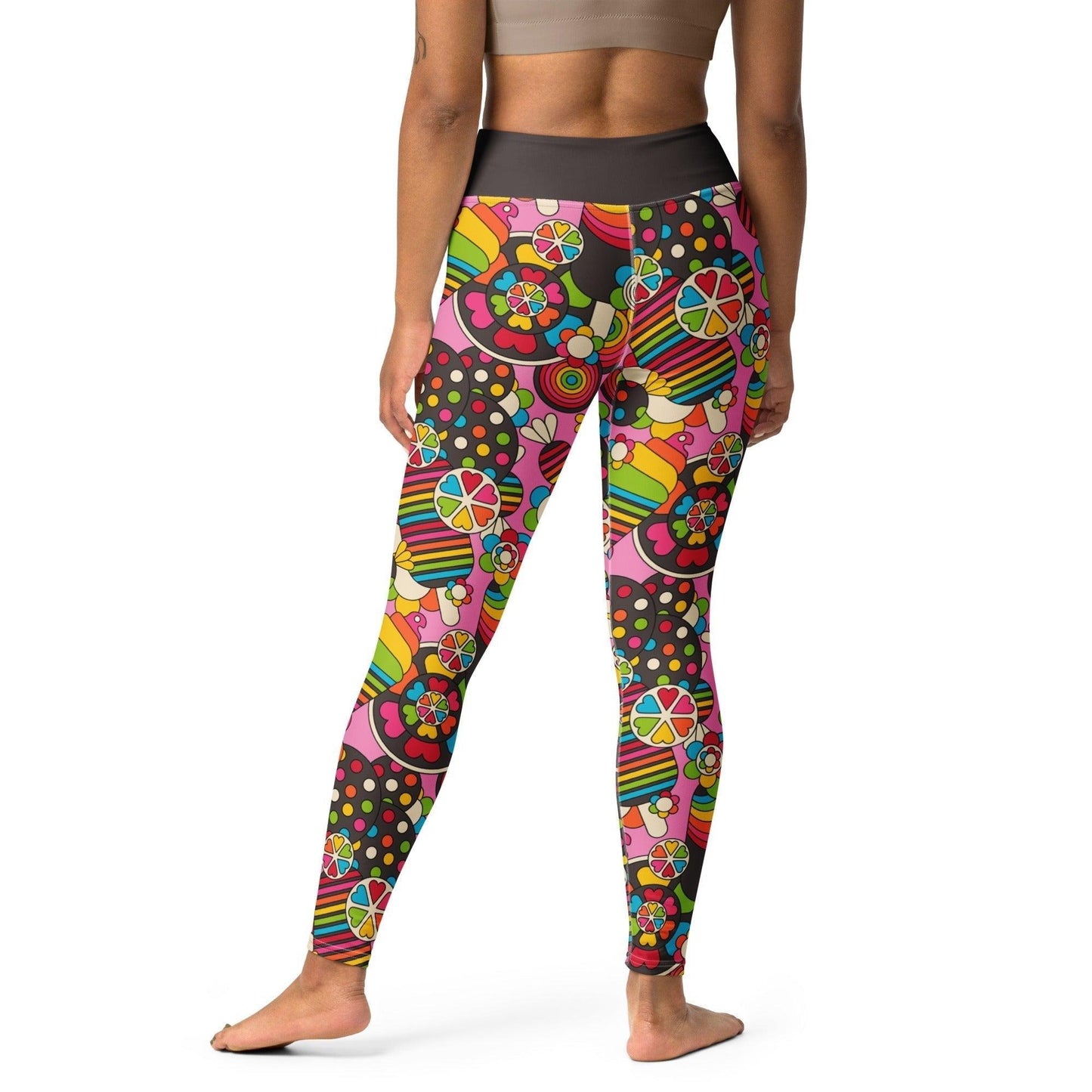 Yoga leggings -2- SWEET FREAK pink - Playful sweet treats print