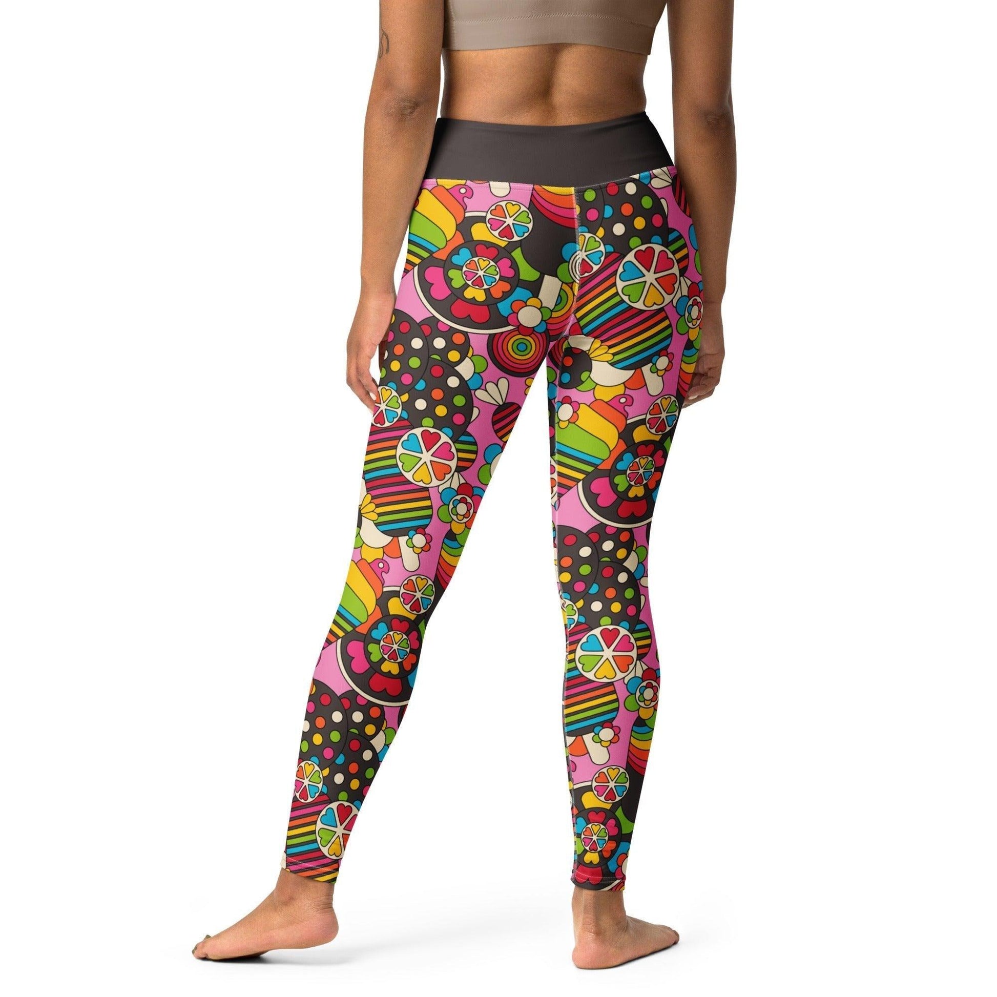 Yoga leggings -2- SWEET FREAK pink - Playful sweet treats print