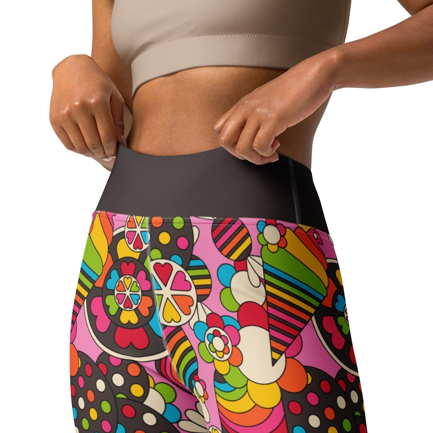 Yoga leggings -2- SWEET FREAK pink - Playful sweet treats print