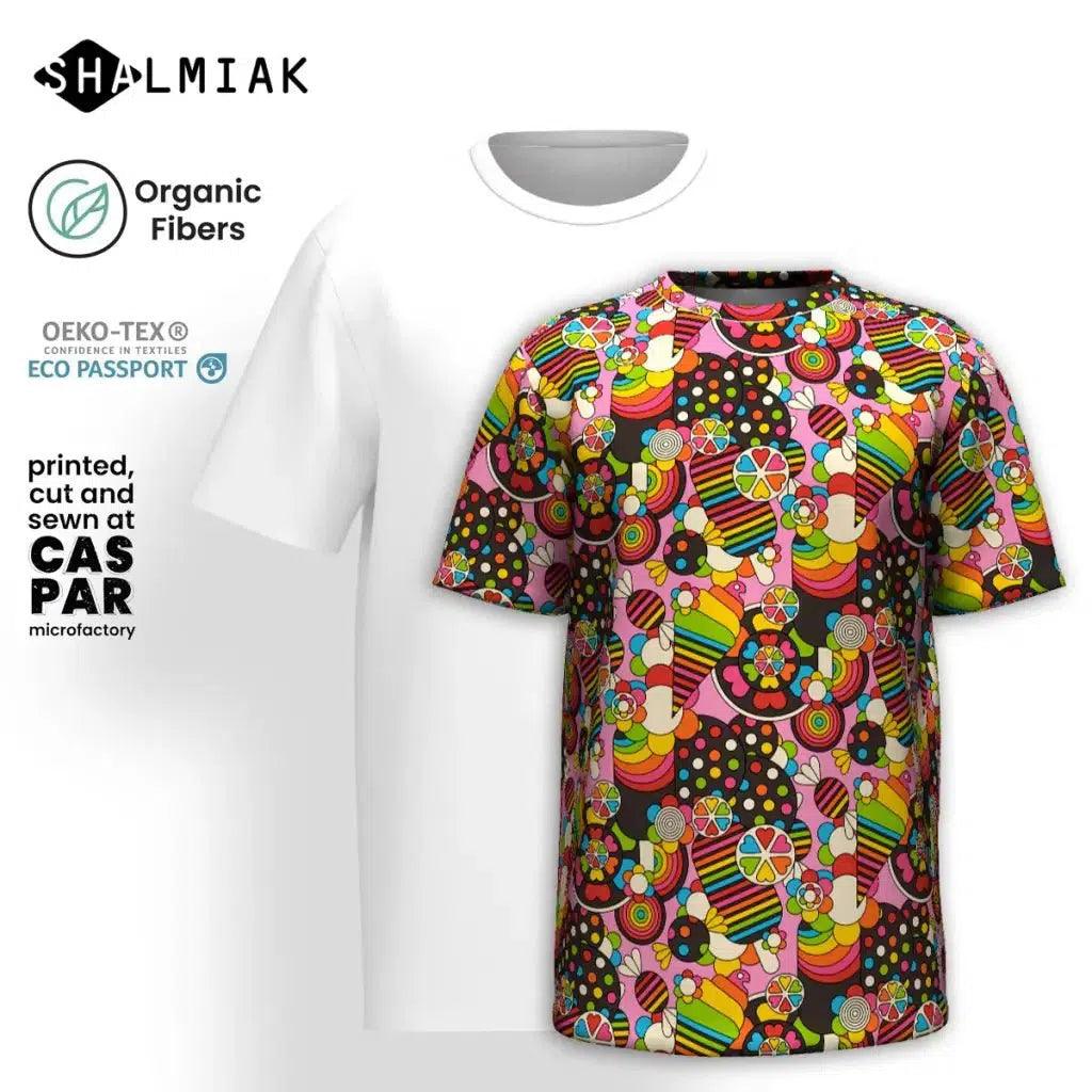 Organic cotton t-shirt - SWEET FREAK pink - Playful sweet treats print
